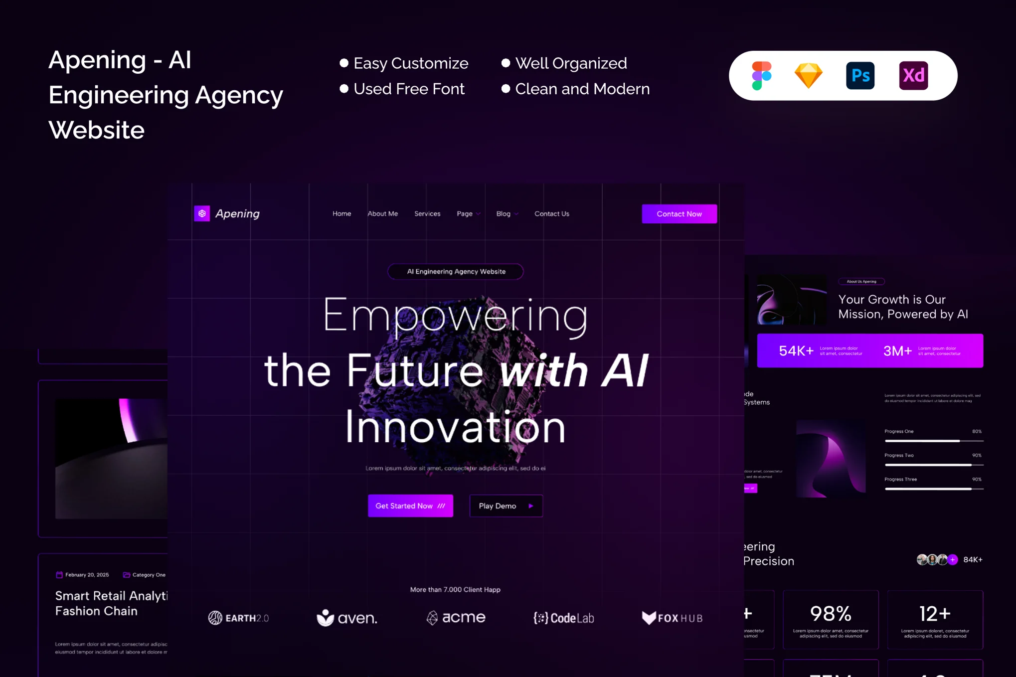 دانلود قالب فیگما Apening - AI Engineering Agency Website