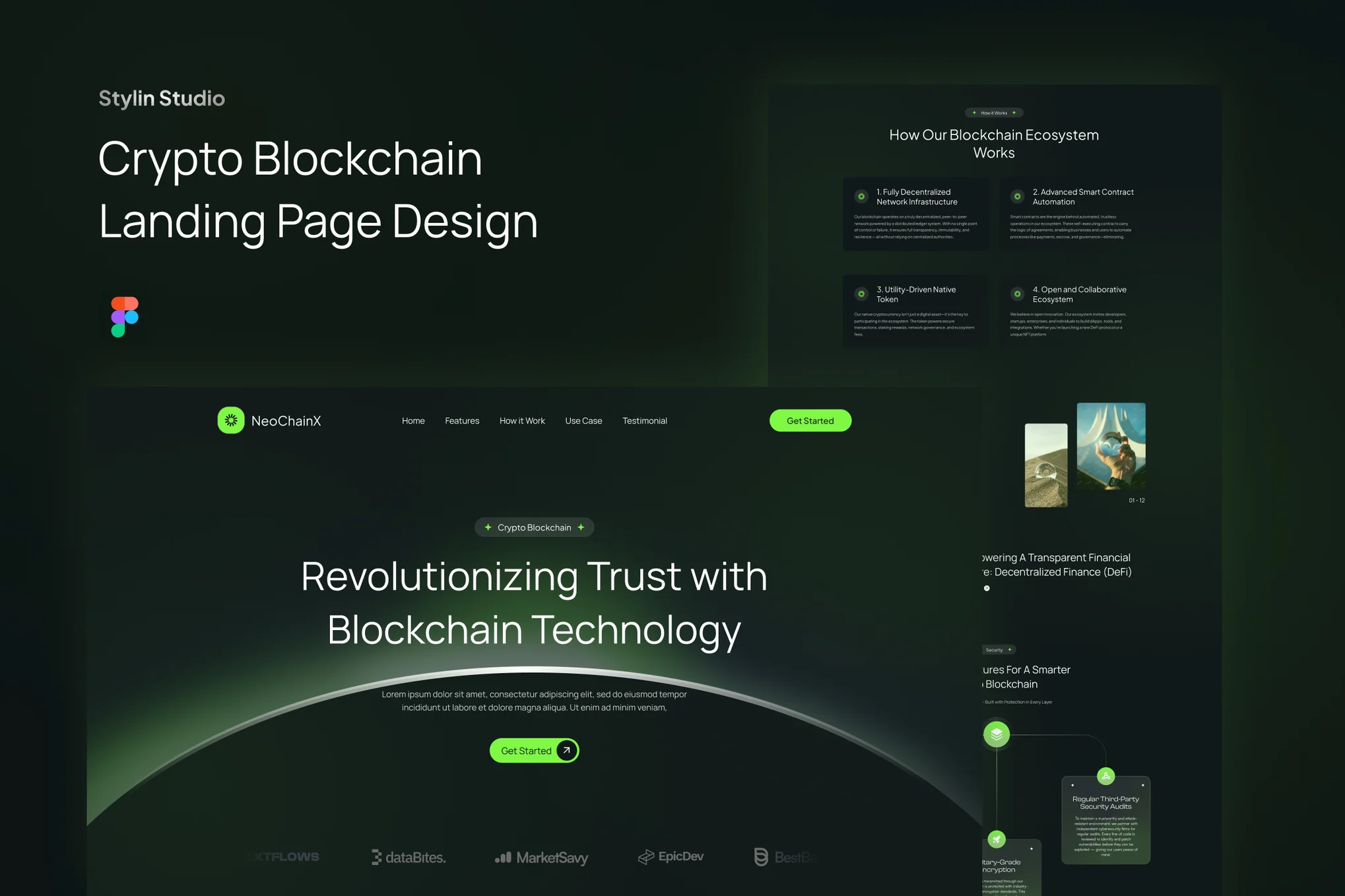 قالب فیگما Blockchain Crypto Dark Futuristic Landing Page