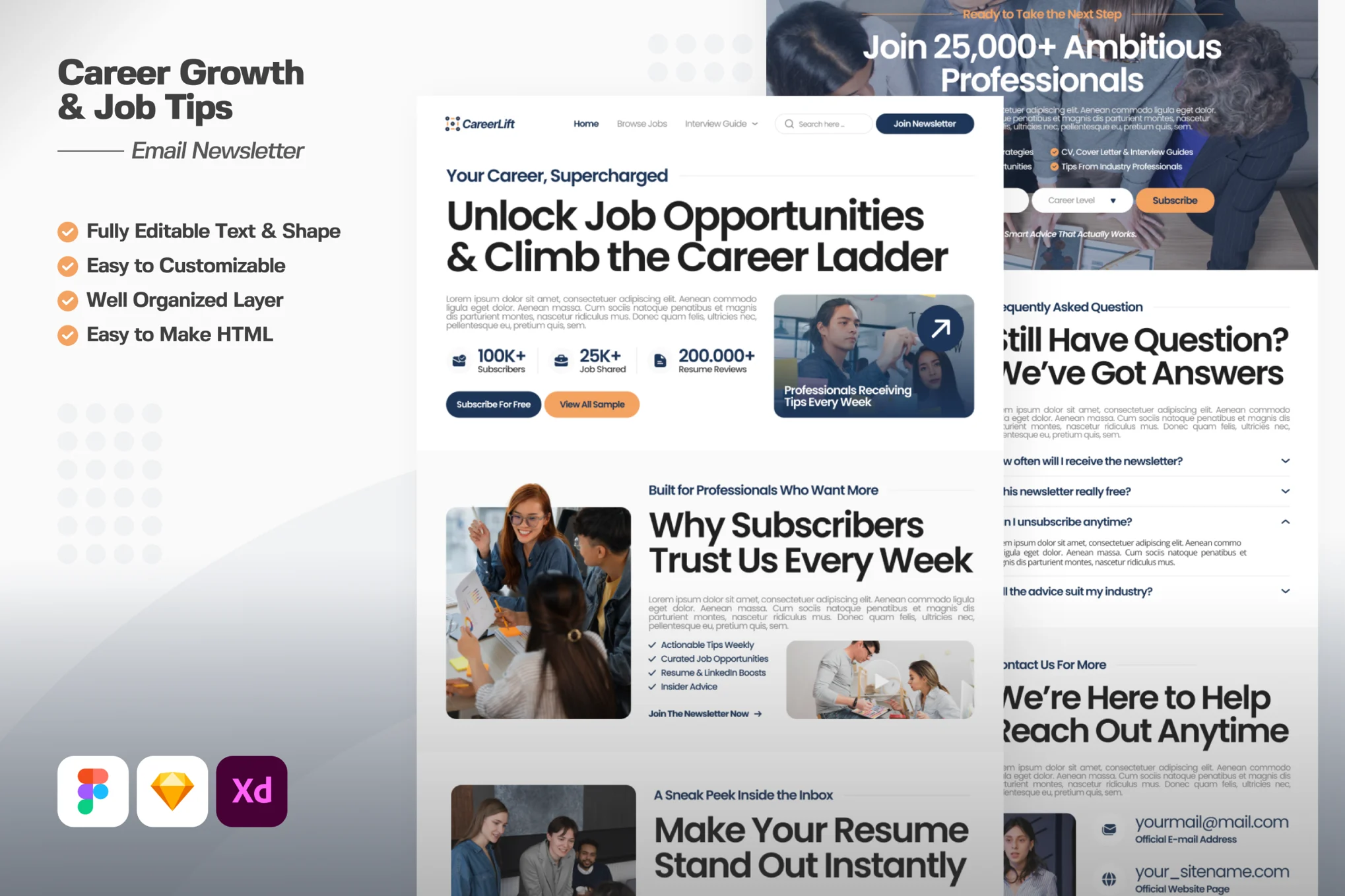 قالب فیگما Career Growth & Job Tips Email Newsletter