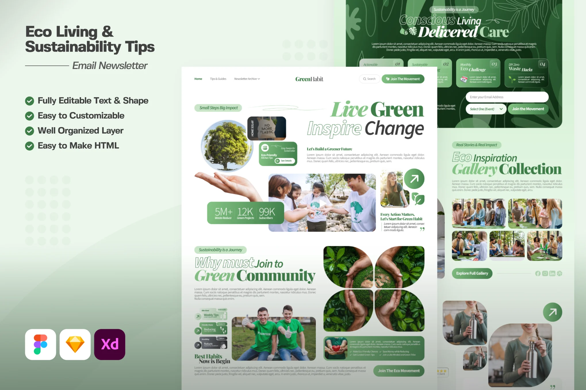 قالب فیگما Eco Living & Sustainability Tips Email Newsletter