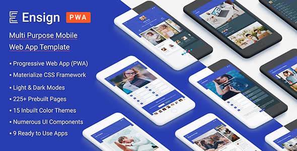 قالب PWA موبایل چند منظوره Ensign