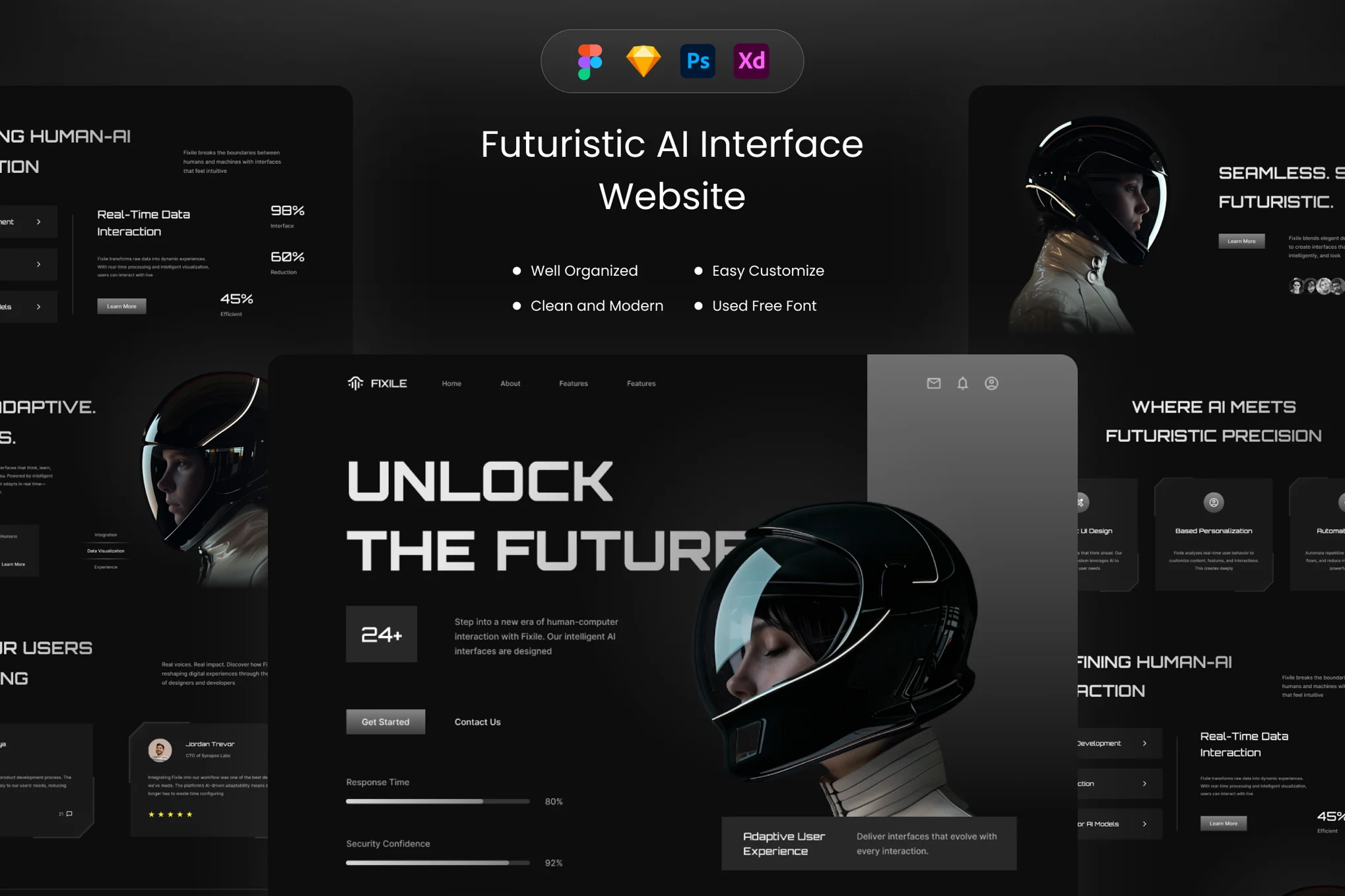 قالب فیگما Fixile - Futuristic AI Interface Website