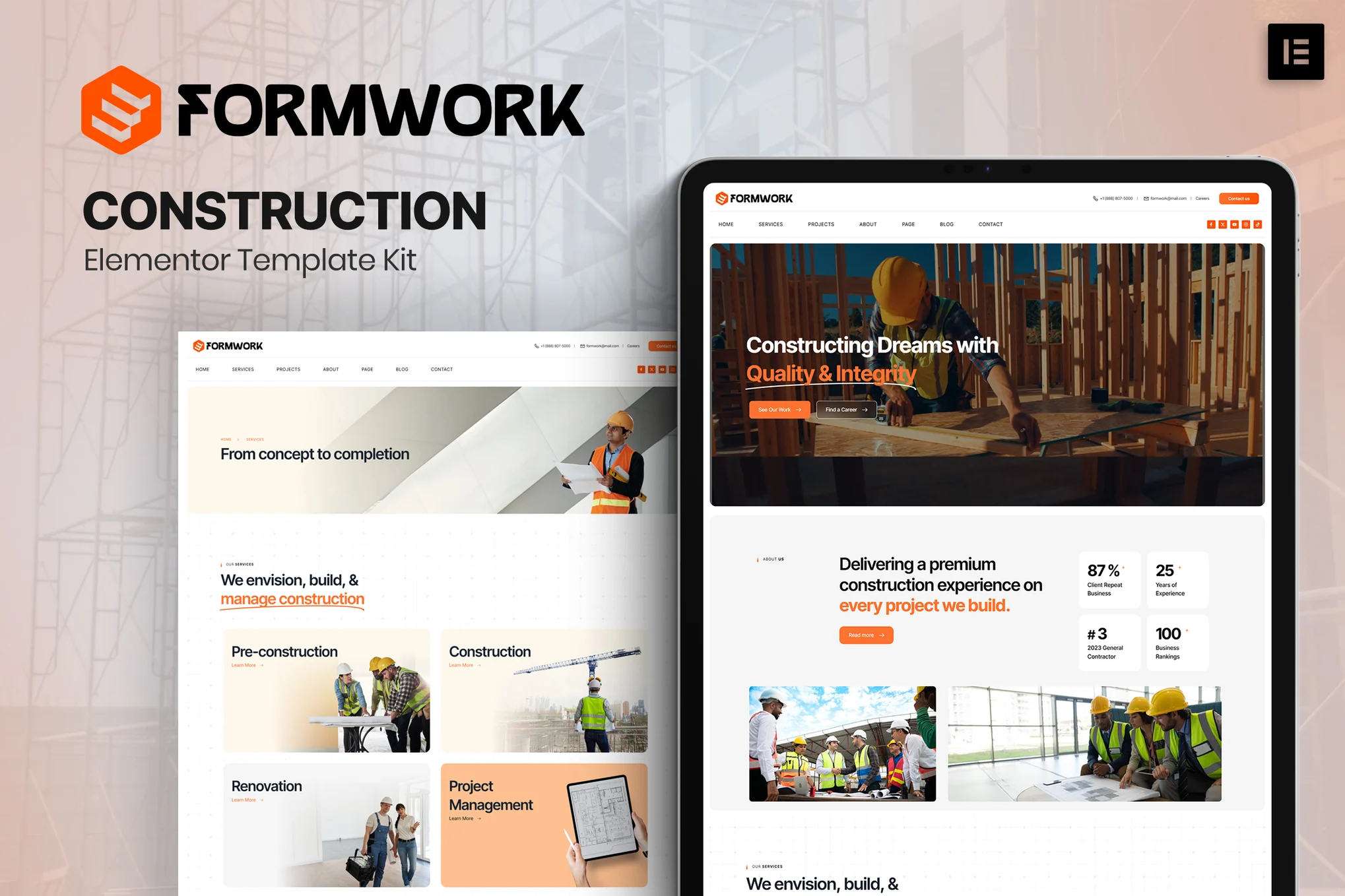 قالب شرکت‌های ساختمانی و پیمانکاری وردپرس Formwork