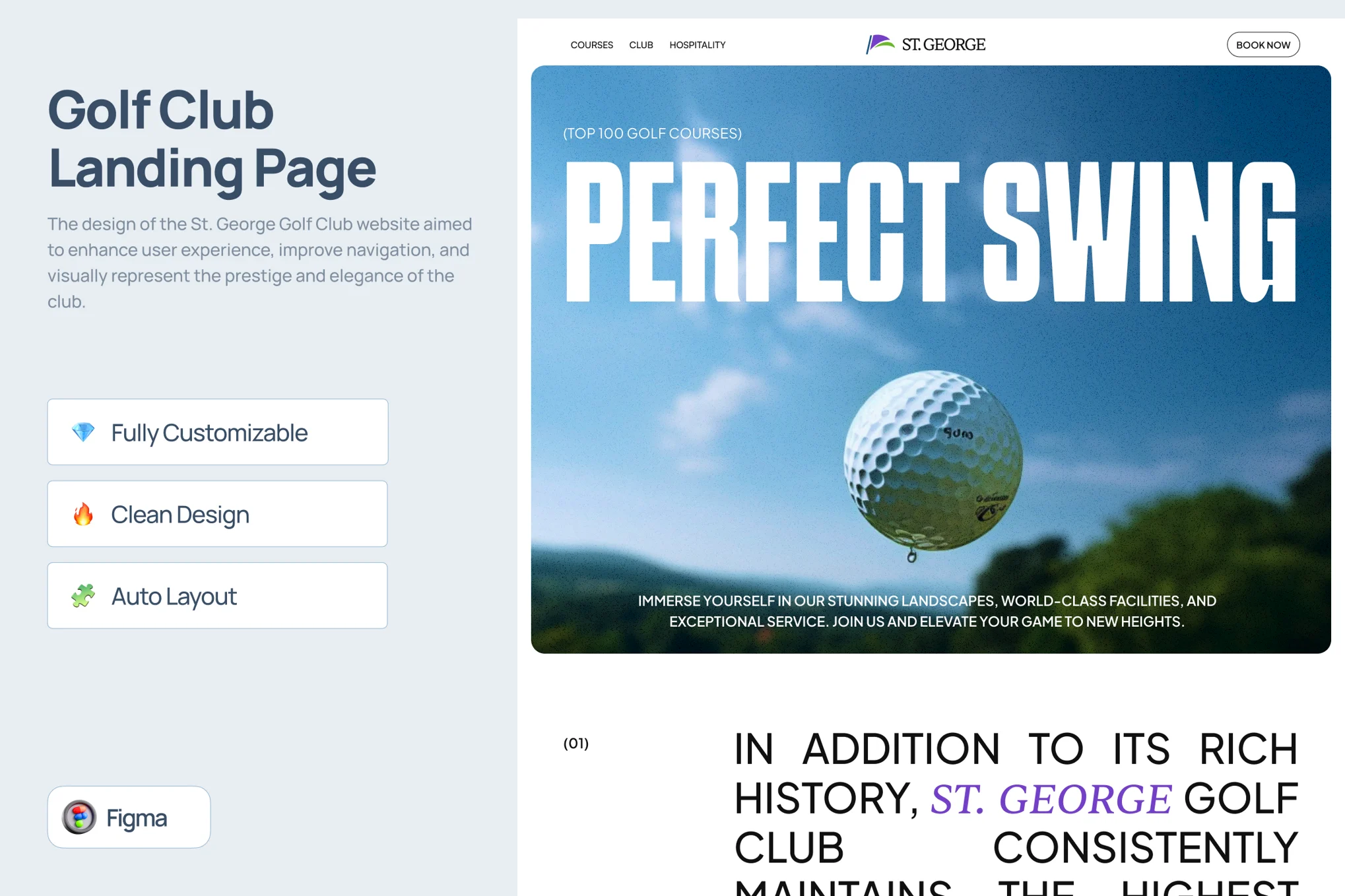 قالب فیگما Golf Club Landing Page - ST. George