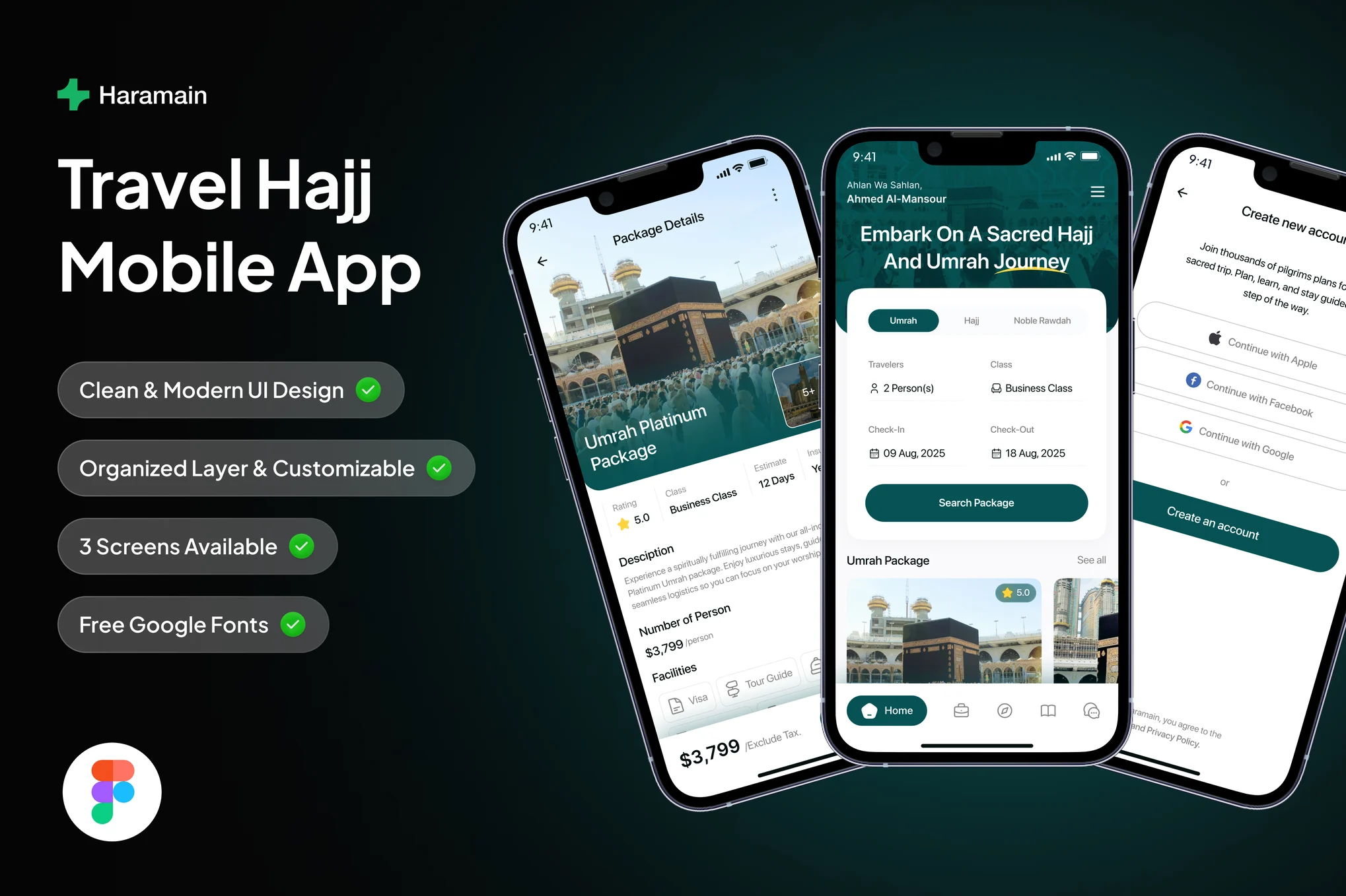دانلود قالب فیگما Haramain - Hajj Travel Mobile App
