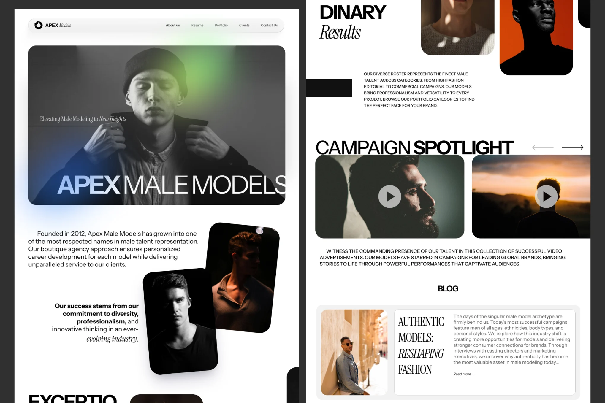 قالب فیگما Model Talent Agency Landing Page Template