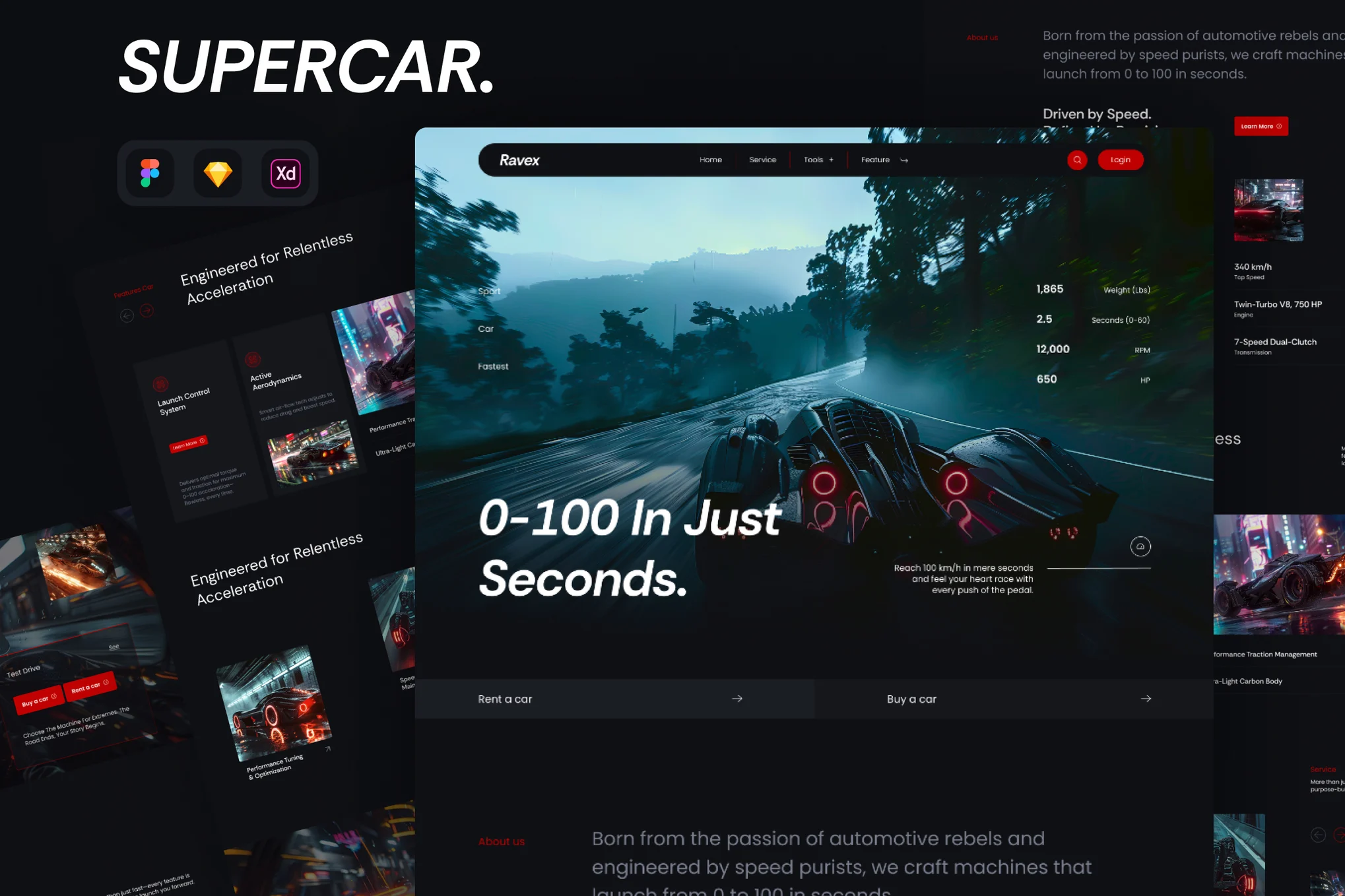 دانلود قالب فیگما Ravex - Super car Website