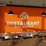 دانلود موکاپ لایه باز Restaurant Wall Mockup