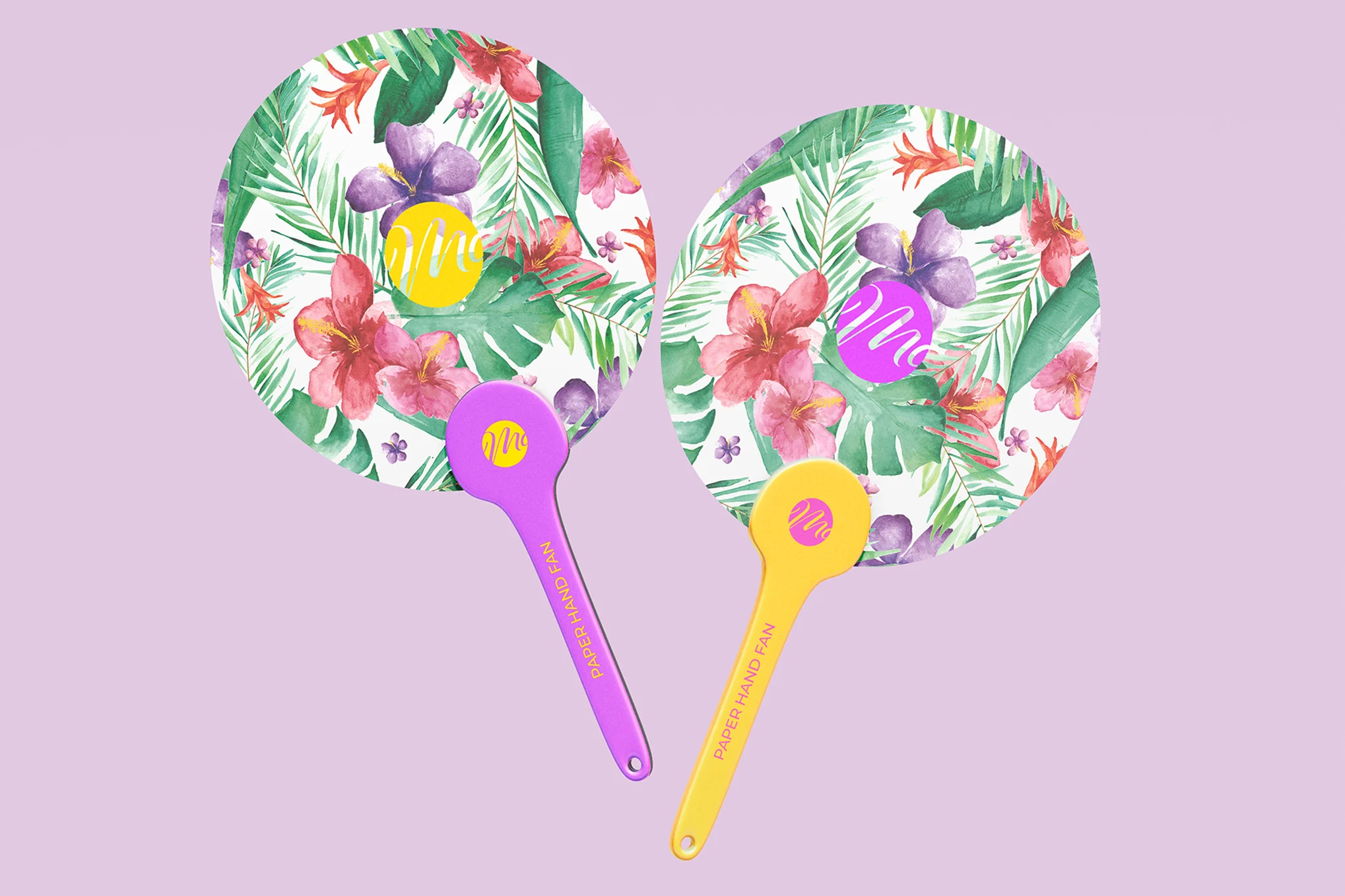Round Paper Hand Fan Set Mockup دانلود موکاپ لایه باز Round Paper Hand Fan Set Mockup