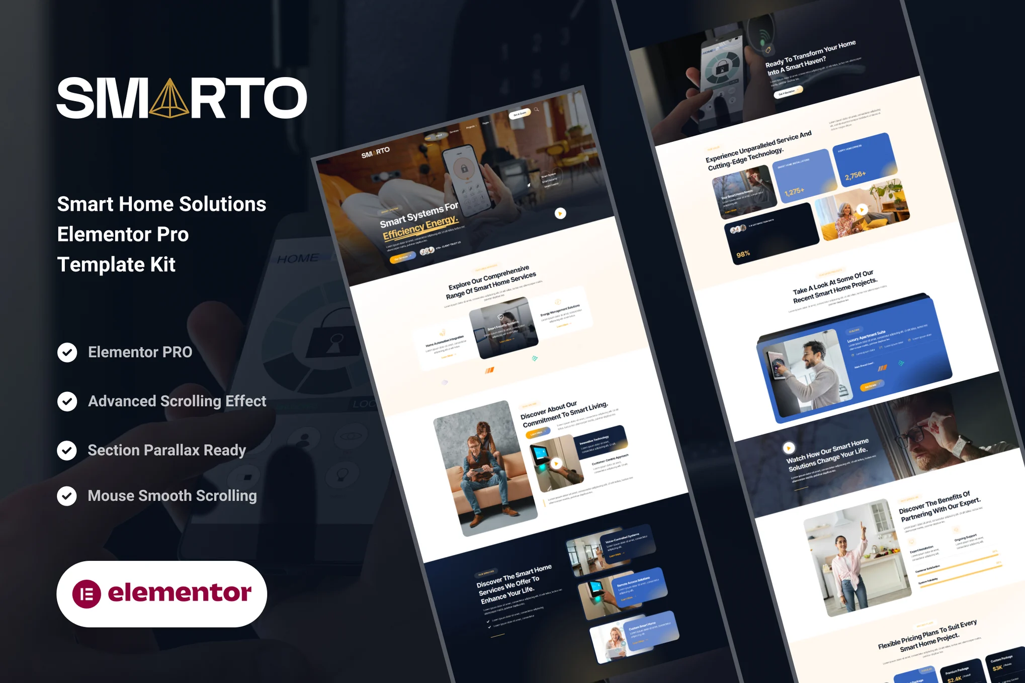 قالب خدمات خانه‌ هوشمند و اتوماسیون مدرن وردپرس Smarto