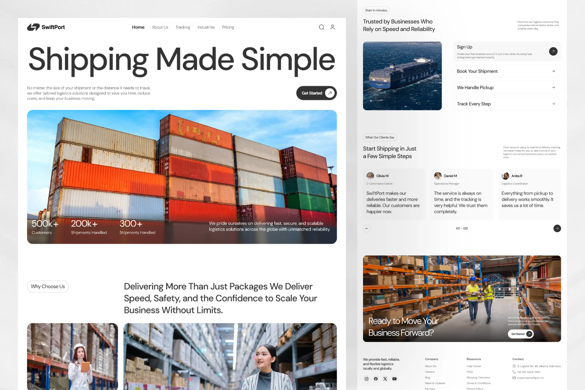 قالب فیگما SwiftPort - Cargo Shipping Company Landing Page