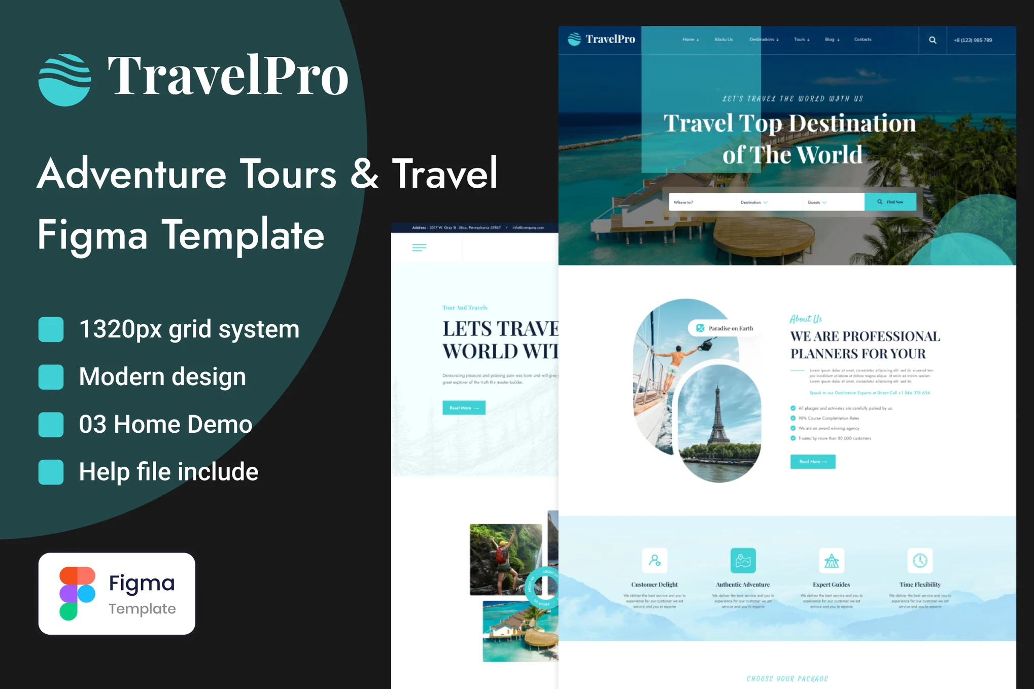 قالب فیگما TravelPro - Tours and Travel Figma Template