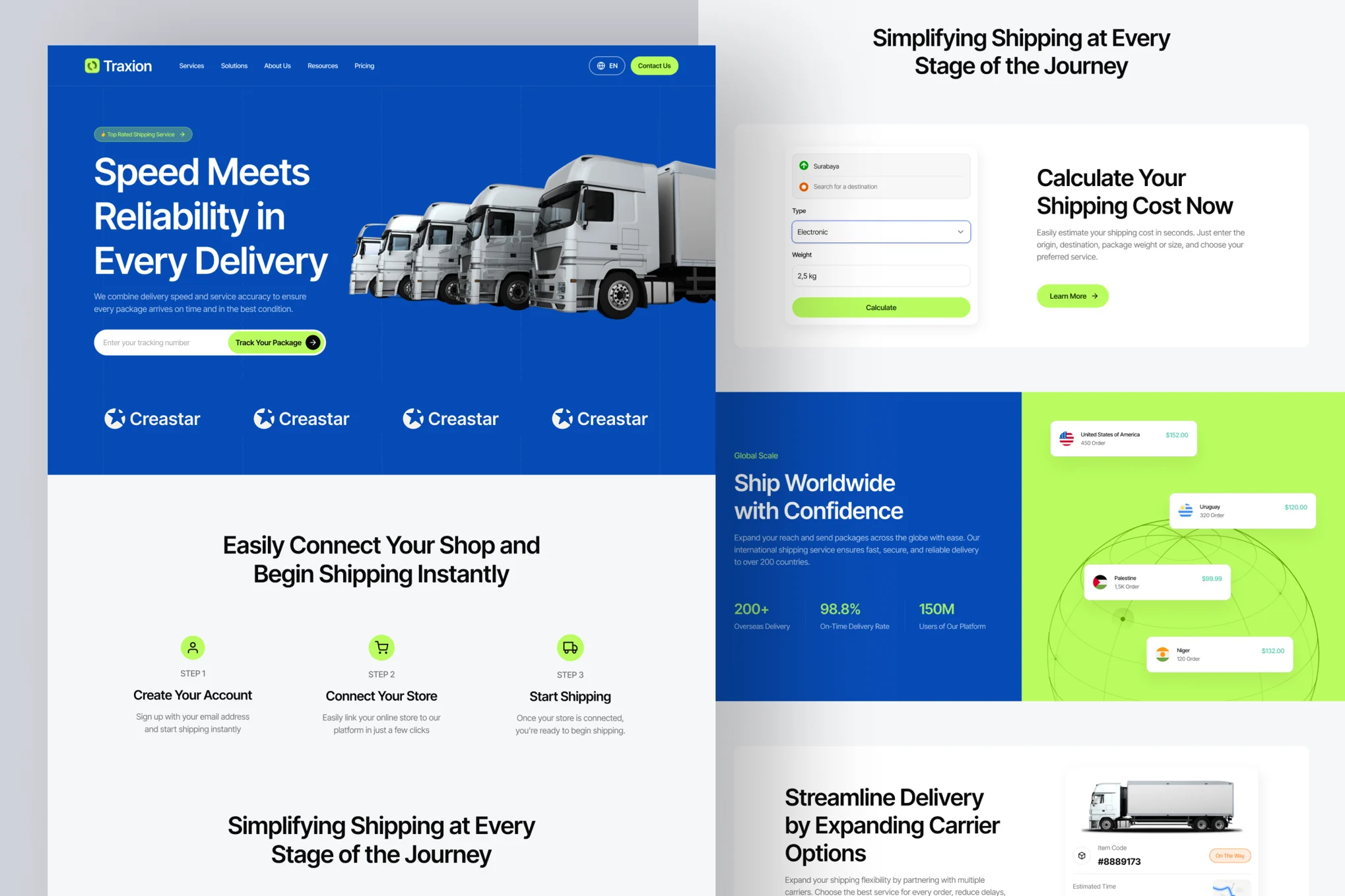 دانلود قالب فیگما Traxion - Shipping Website