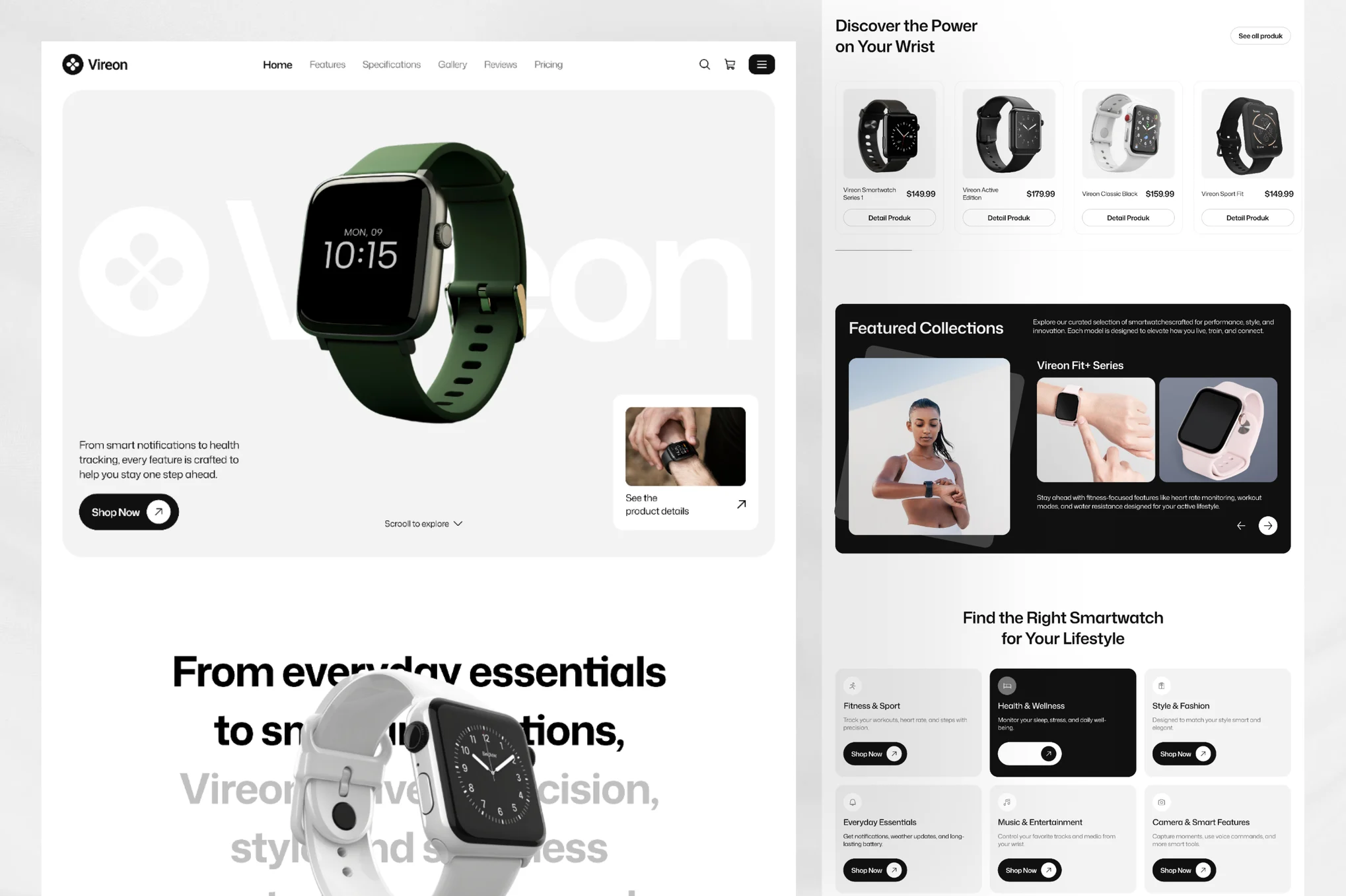 دانلود قالب فیگما Vireon - Smartwatch Landing Page