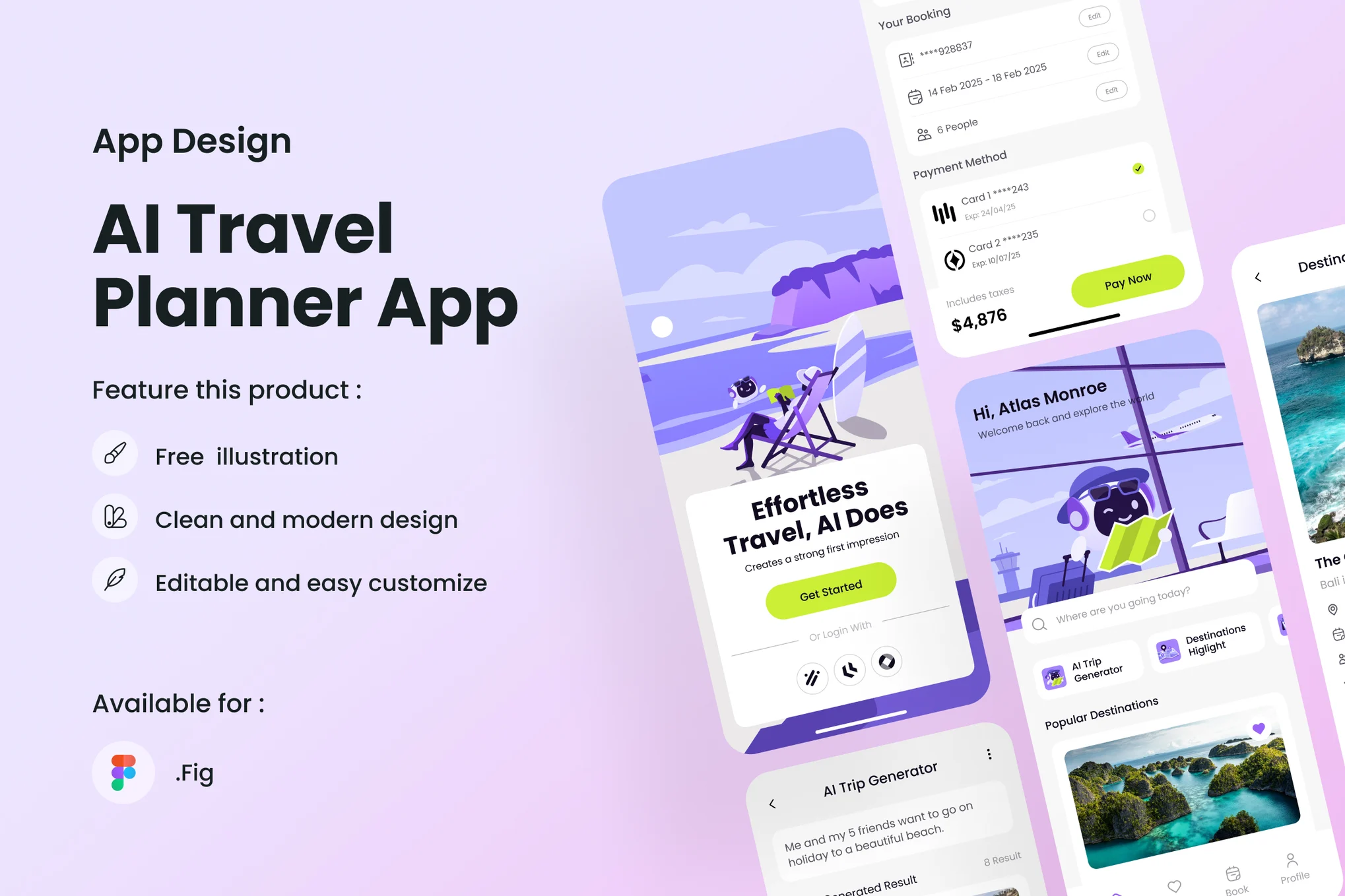 قالب فیگما Wanderbyte – AI Travel Planner Mobile App