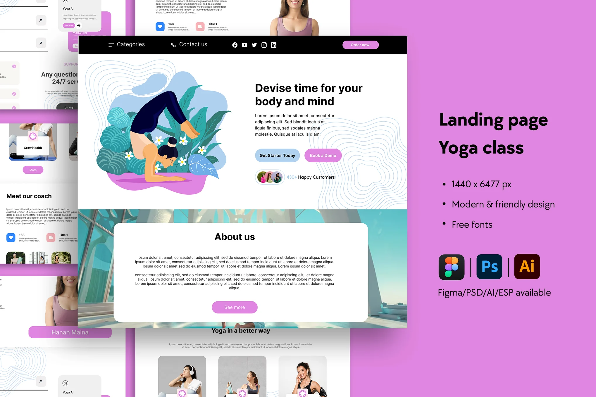 دانلود قالب فیگما Yoga Center Website Landing Page