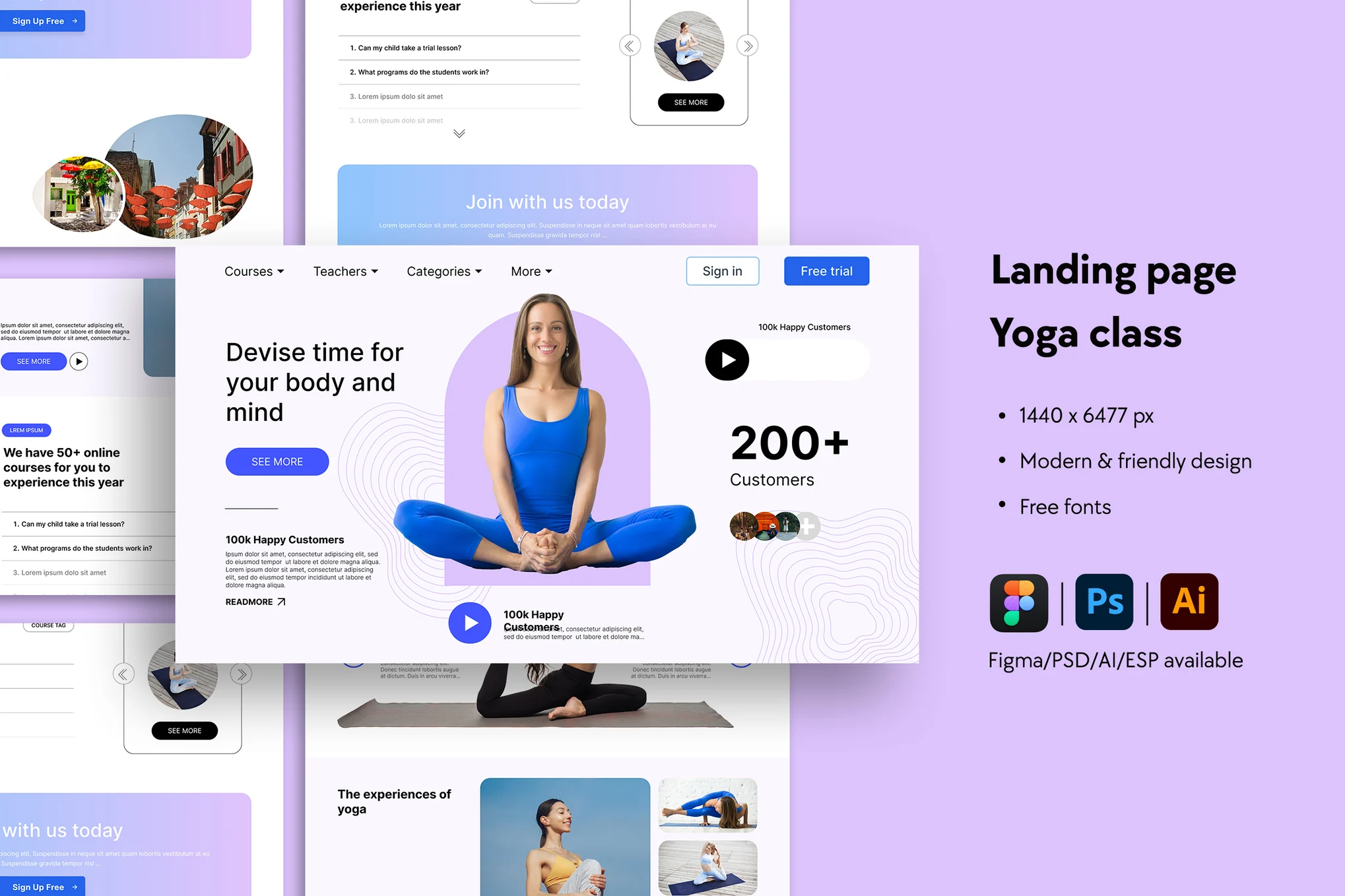 دانلود قالب فیگما Yoga Class Website Landing Page