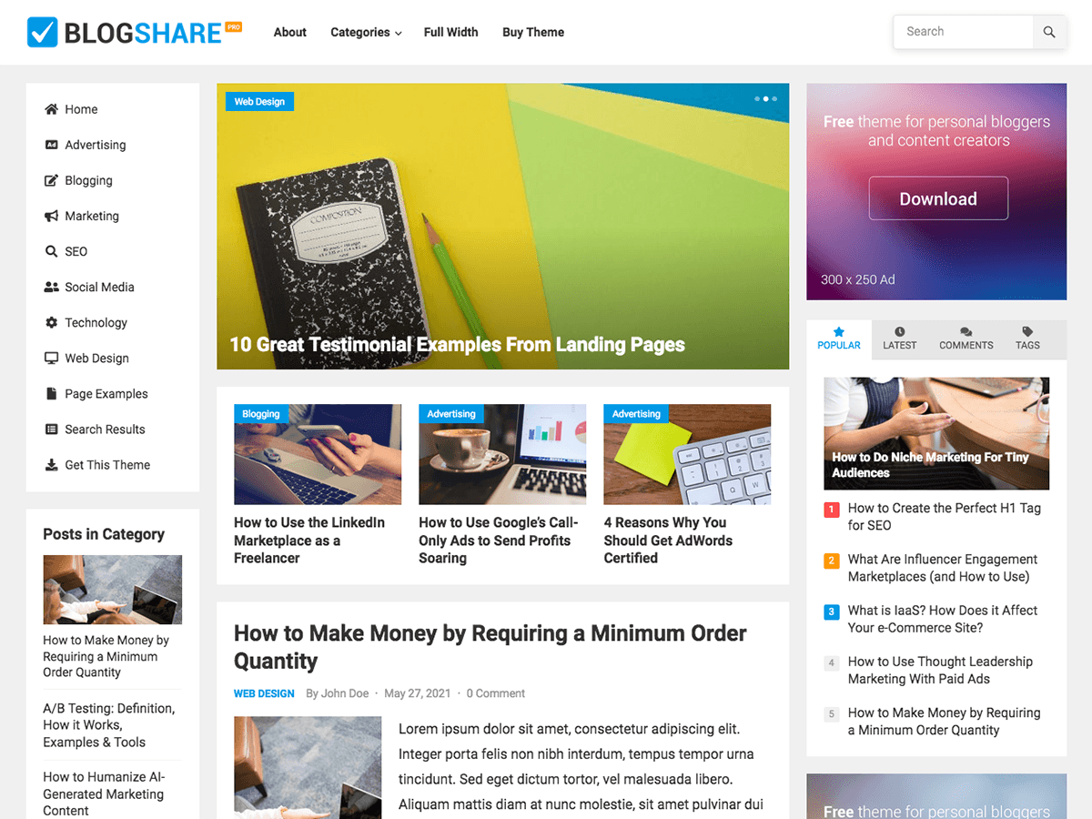 blogshare pro screen