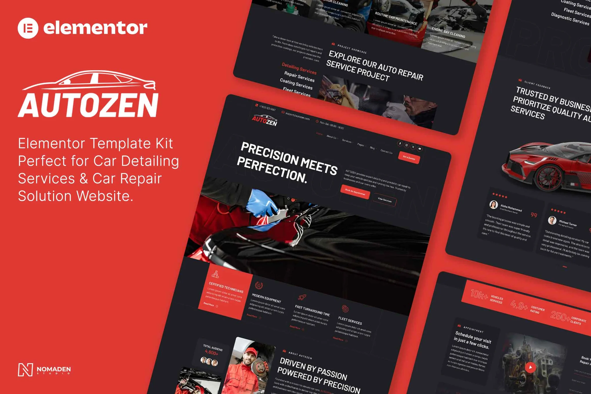 قالب المنتور Autozen - طراحی سایت دیتیلینگ و تعمیر خودرو