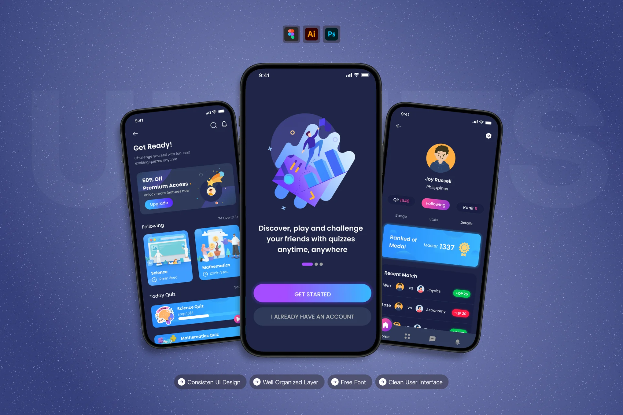 قالب Tech Green – امضای ایمیل شرکتی و مدرن کیت UI اپلیکیشن موبایل Blue Quiz