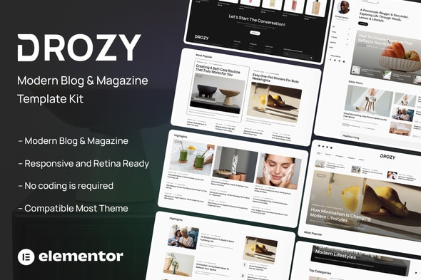 دانلود کیت المنتور Drozy - قالب مدرن وبلاگ و مجله آنلاین