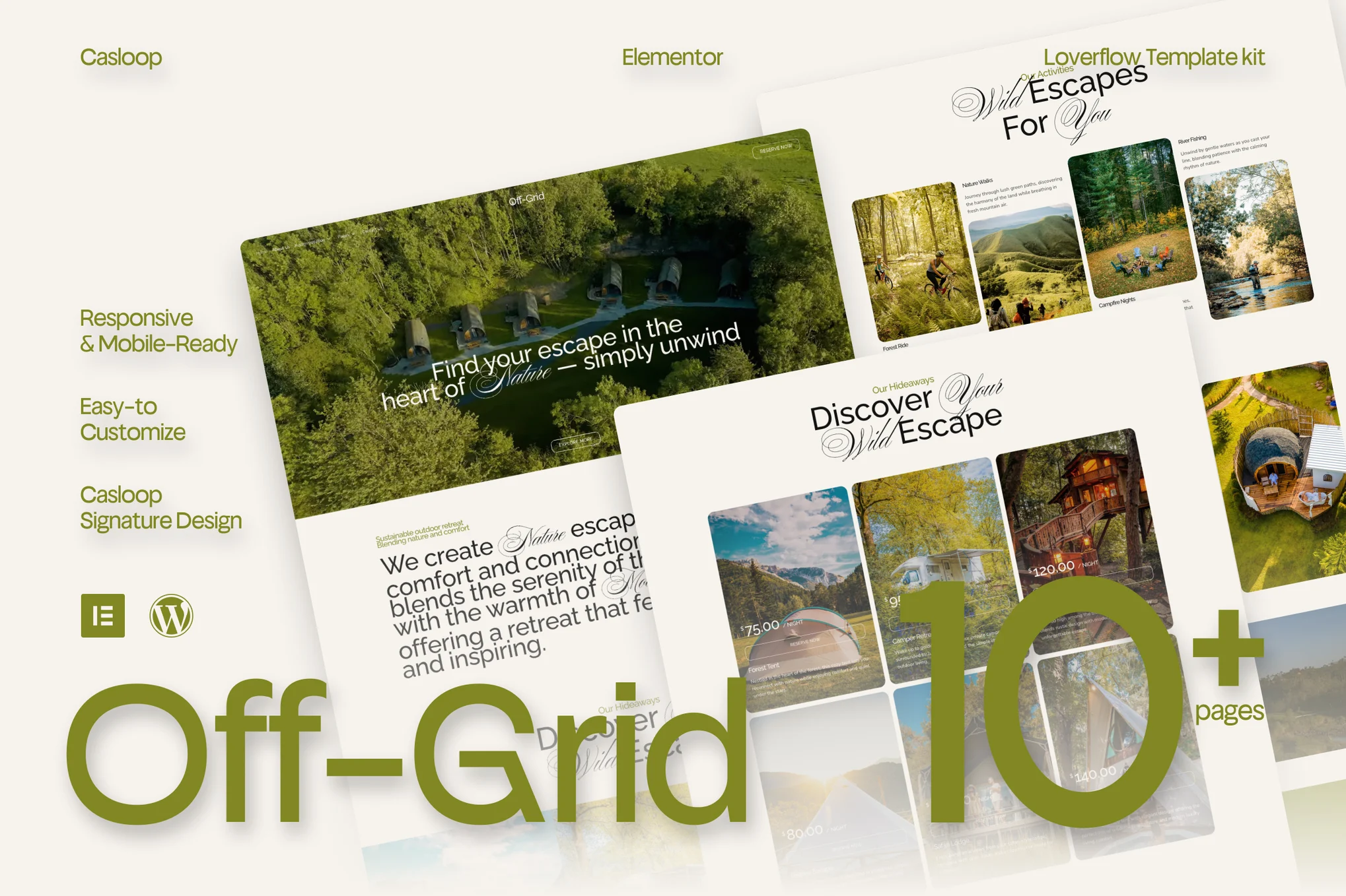 قالب المنتور Off-Grid - طراحی سایت کمپینگ و اقامتگاه طبیعی