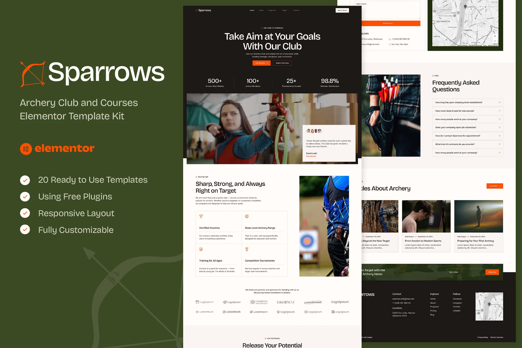 دانلود کیت المنتور Sparrows - قالب باشگاه و دوره‌های تیراندازی با کمان