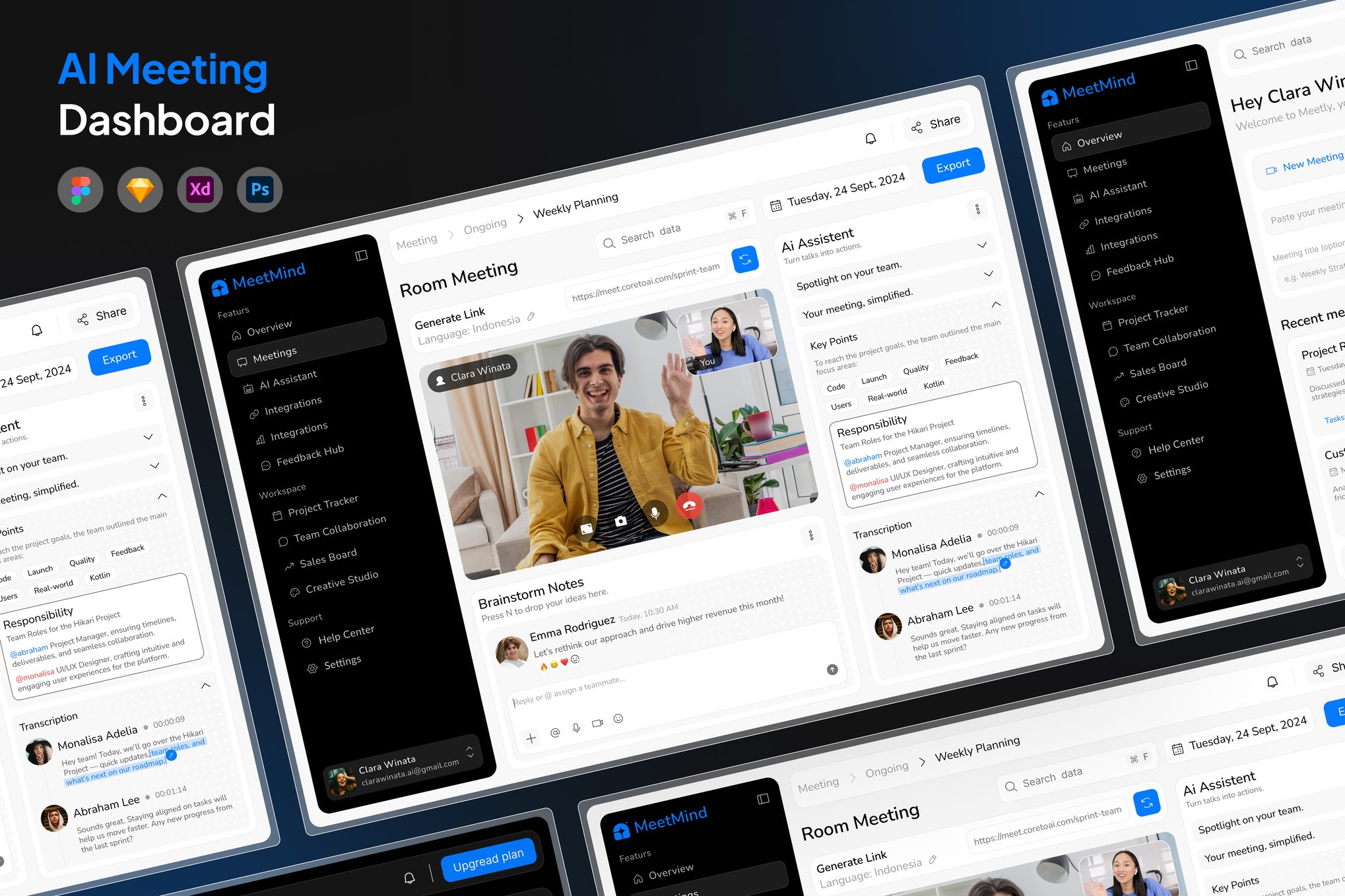 دانلود قالب داشبورد AI Meeting (مدیریت جلسات با هوش مصنوعی)