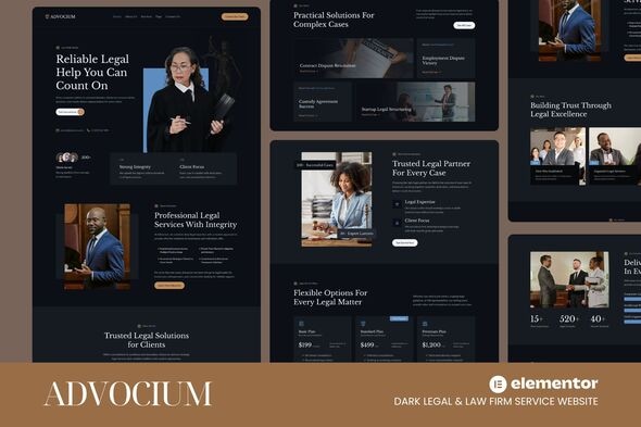 دانلود کیت المنتور Advocium - قالب وب‌سایت حقوقی و وکالت