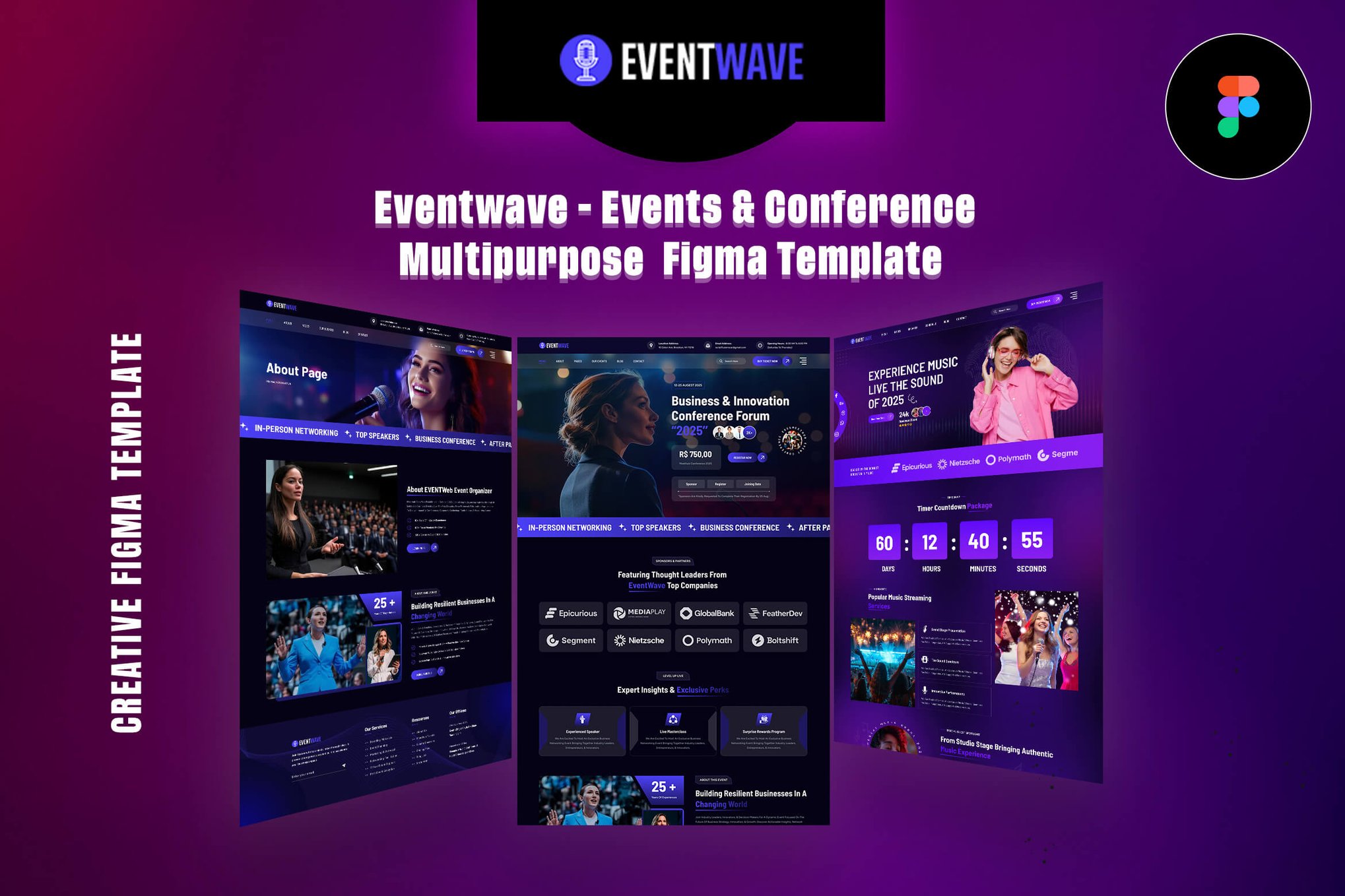 دانلود قالب فیگما رویدادها و کنفرانس Eventwave