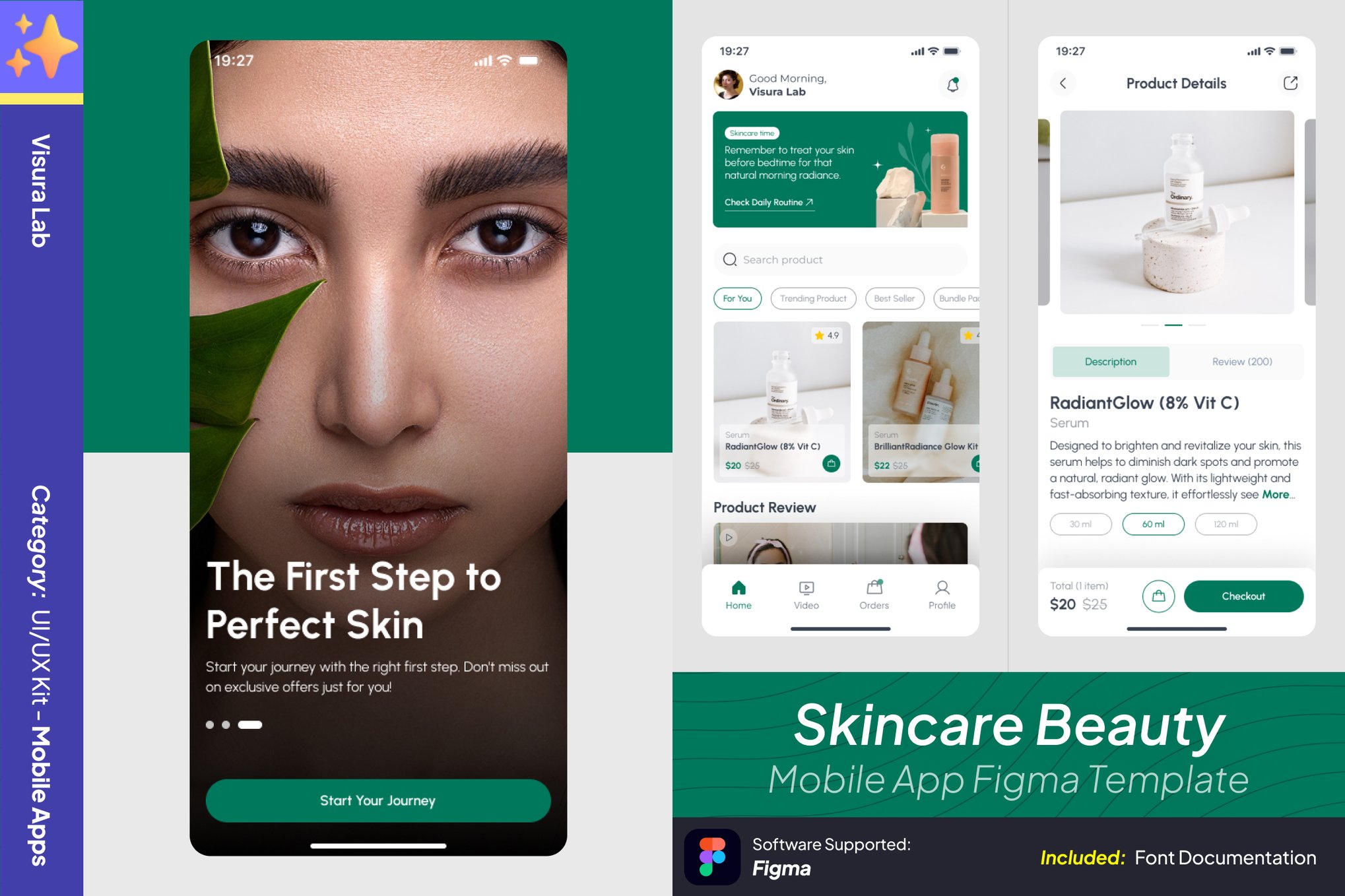 دانلود قالب Figma اپلیکیشن موبایل Skincare Beauty