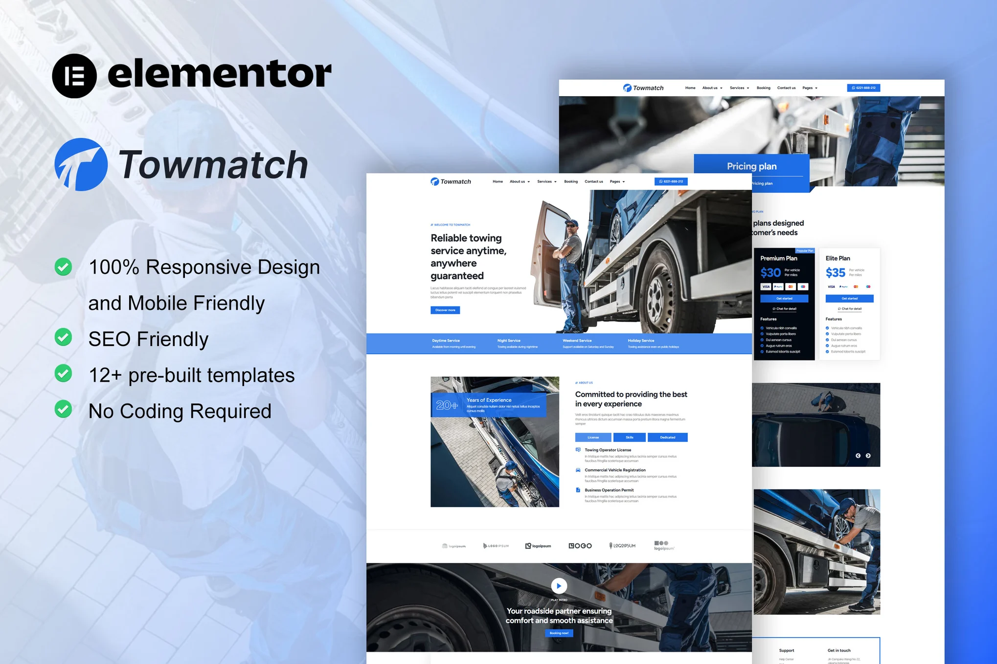 دانلود کیت قالب المنتور TowMatch - خدمات یدک کش و حمل خودرو یدک‌کش