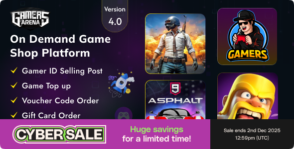دانلود اسکریپت Gamers Arena - فروشگاه آنلاین بازی، شارژ و کد دیجیتال