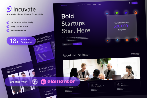 قالب المنتور Incuvate - سایت شتاب‌دهنده و مرکز رشد استارتاپ