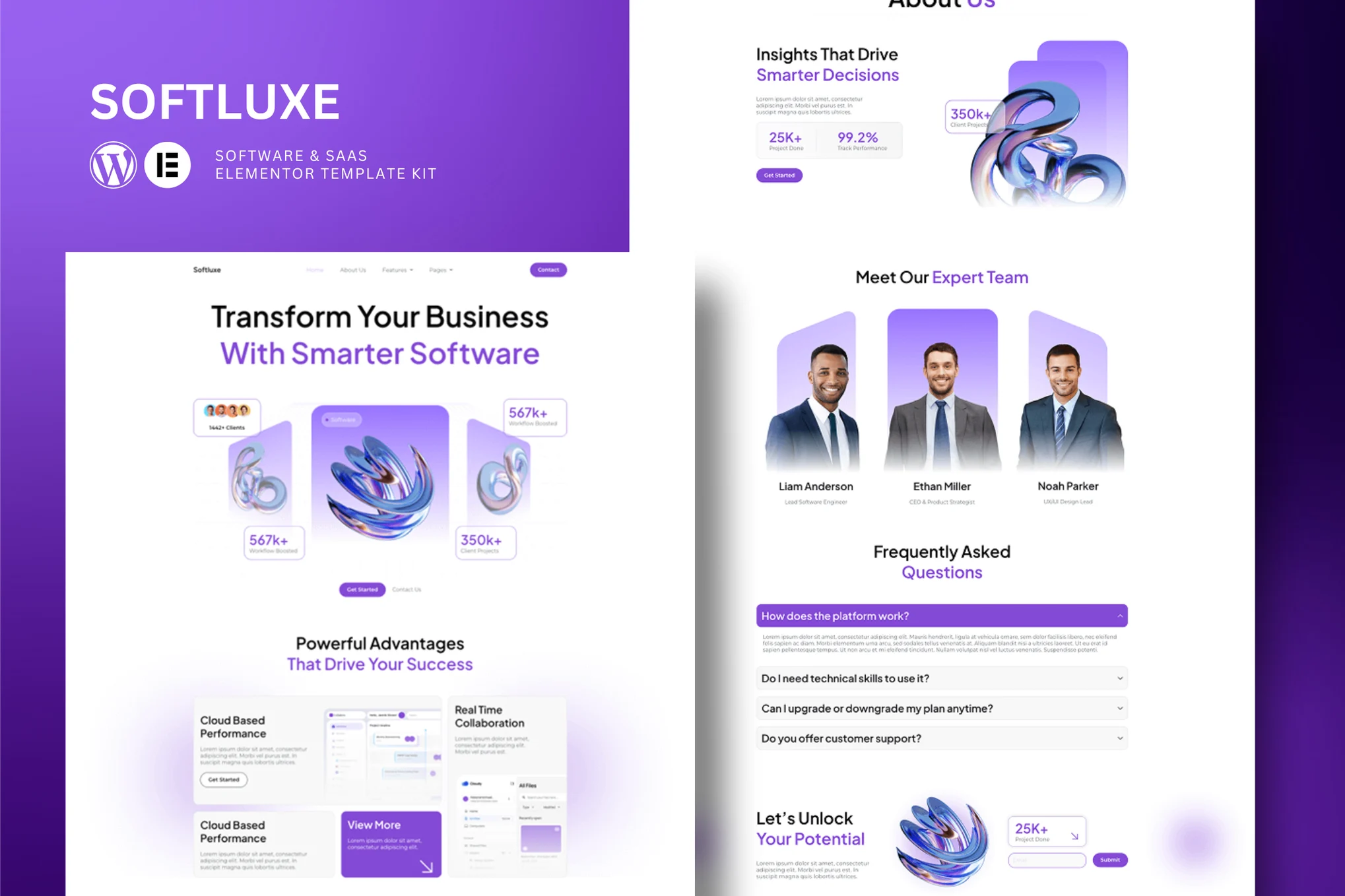 دانلود قالب وردپرس Softluxe – کیت نرم‌افزار و SaaS المنتور