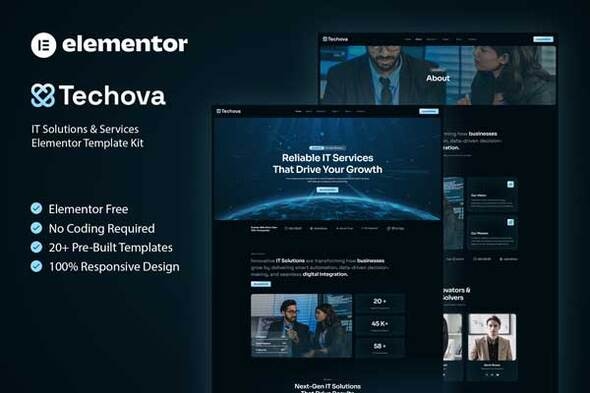 دانلود کیت قالب Techova - المنتور خدمات و راهکارهای IT