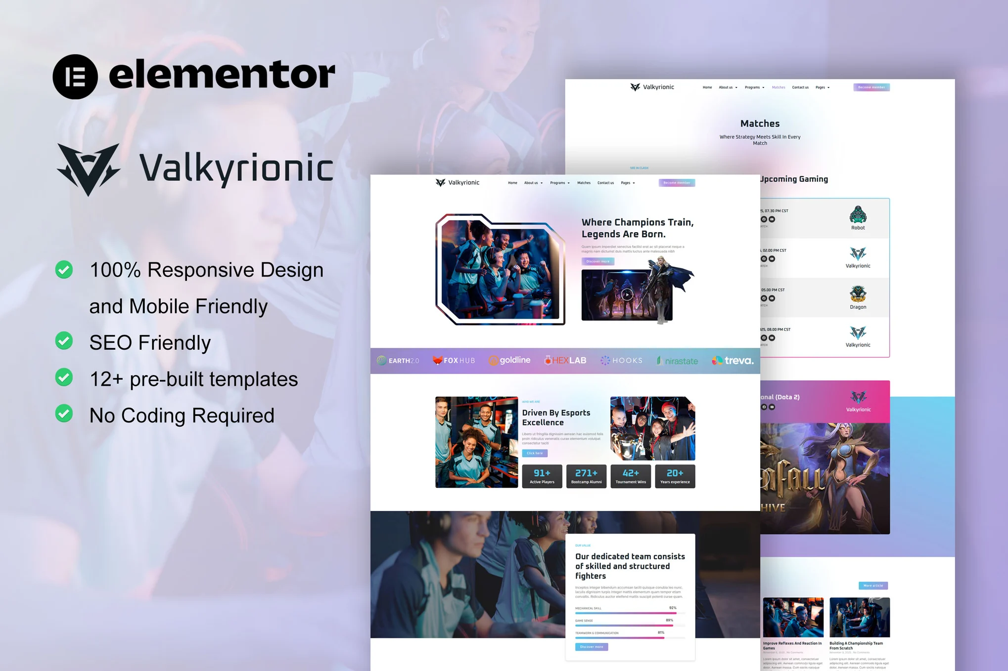 کیت المنتور Valkyrionic - قالب سایت تیم Esport و استریمرها