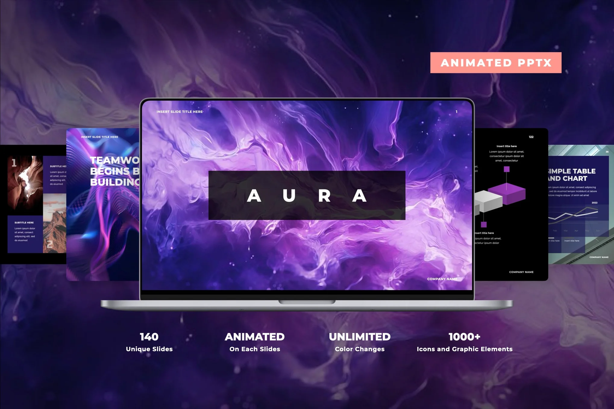 دانلود قالب پاورپوینت متحرک Aura - تمپلیت مدرن و جذاب