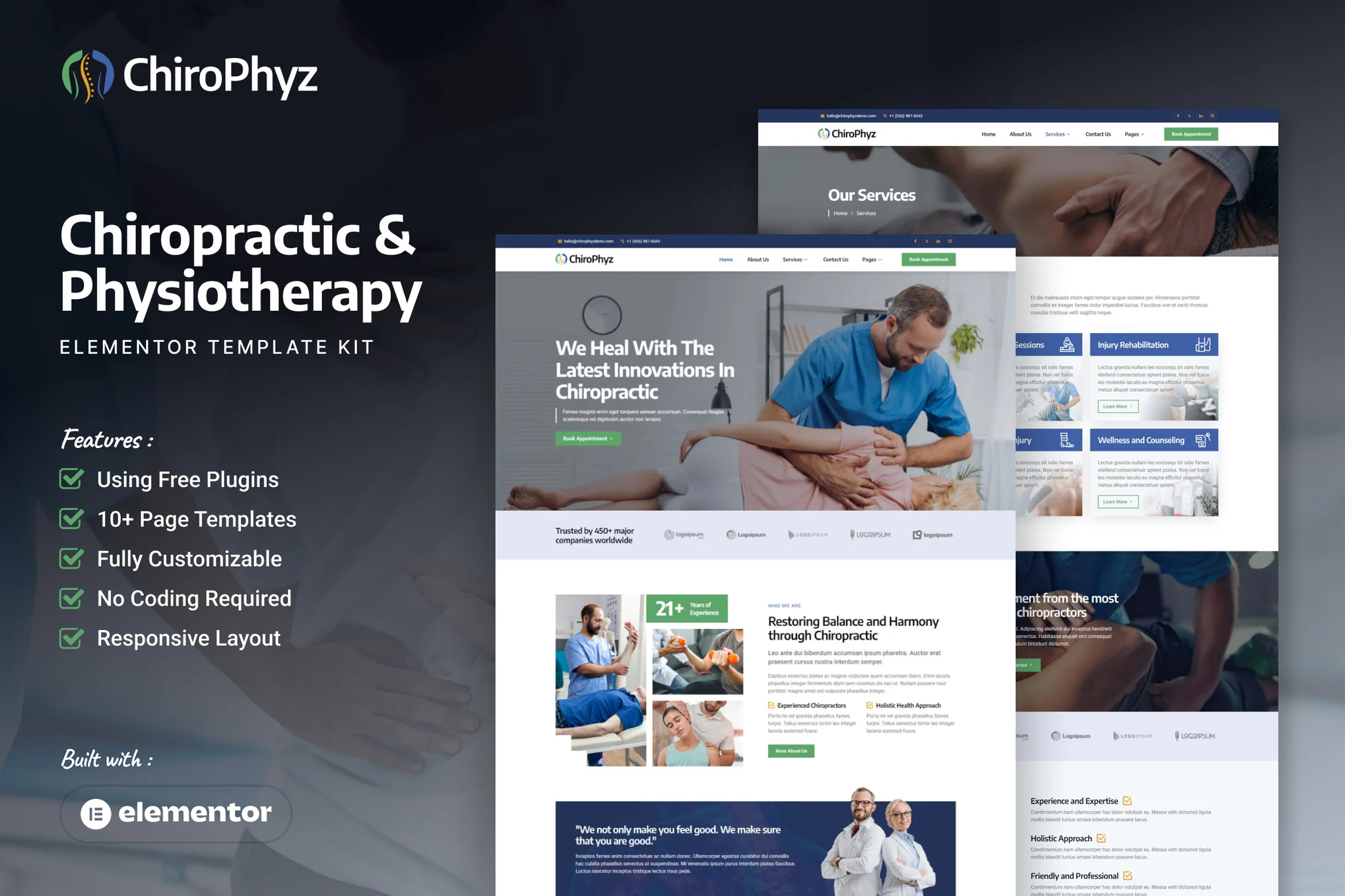 کیت المنتور ChiroPhyz - قالب کلینیک فیزیوتراپی و توانبخشی