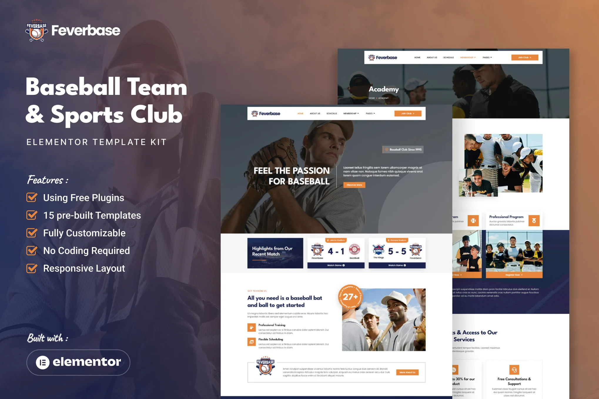کیت المنتور Feverbase - قالب سایت باشگاه ورزشی