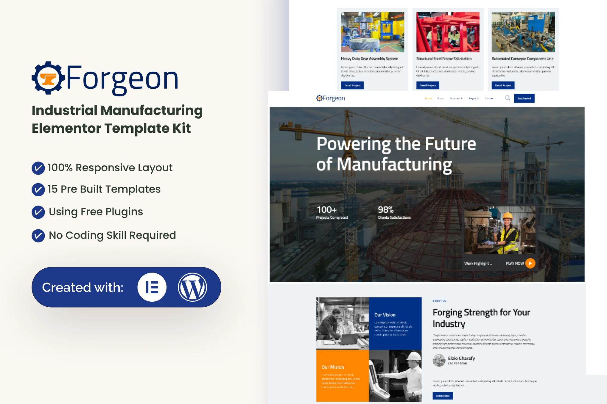 کیت المنتور Forgeon - قالب وردپرس صنعتی و کارخانه تولیدی
