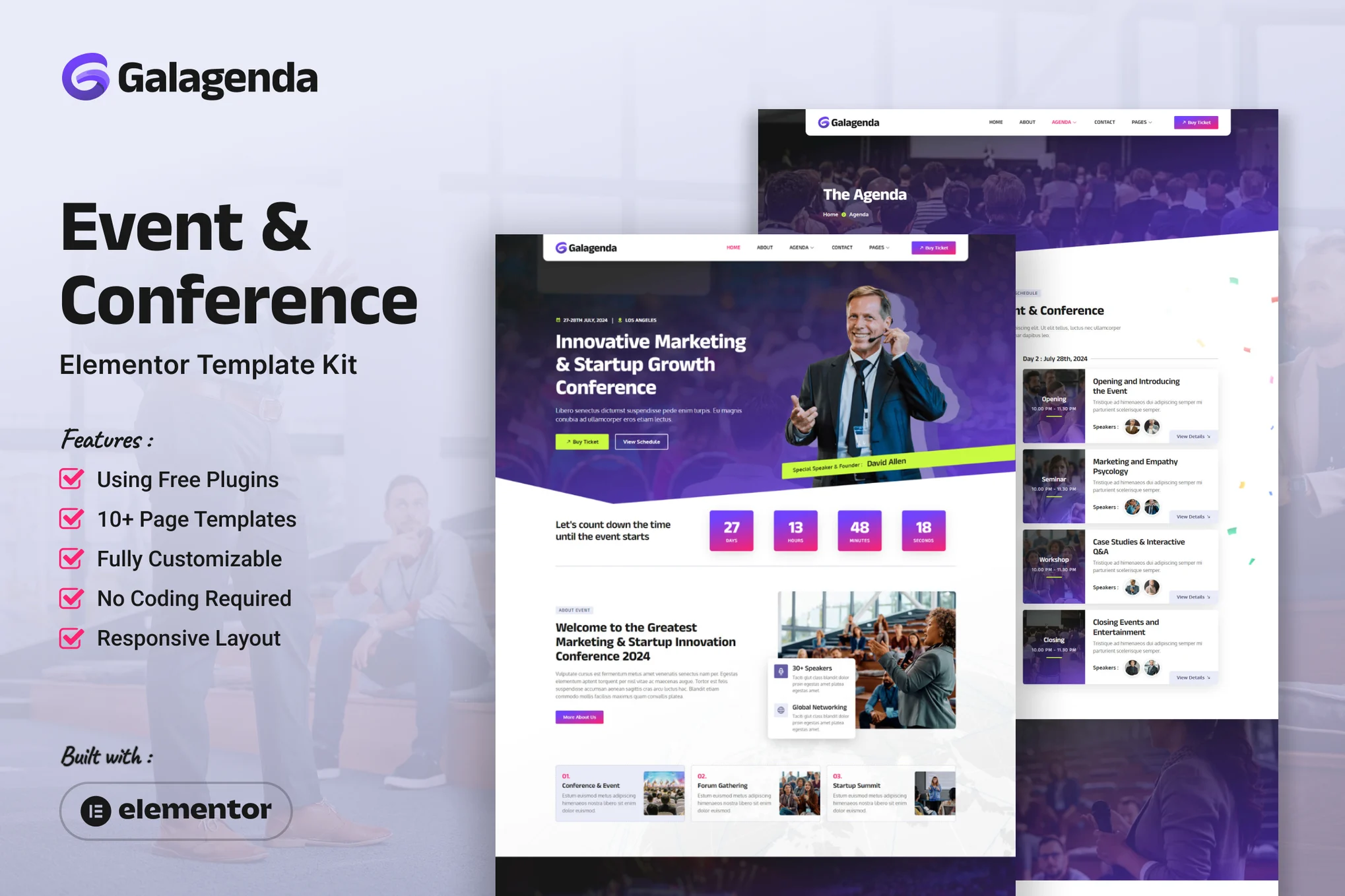 کیت المنتور Galagenda - قالب سایت برگزاری کنفرانس و رویداد