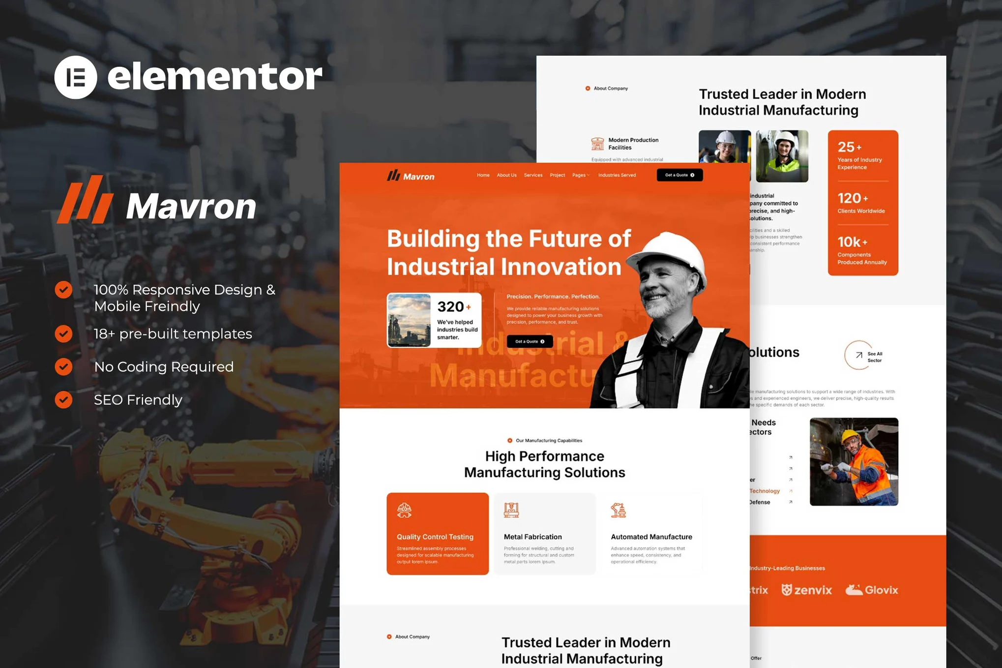 کیت المنتور Mavron - قالب وردپرس صنعتی و کارخانه تولیدی
