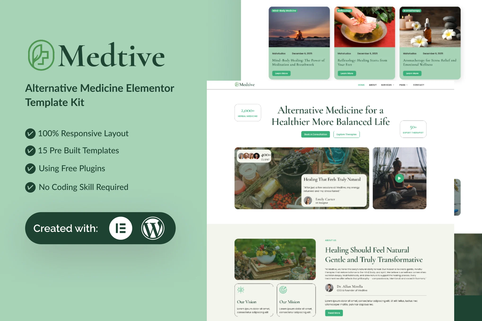 کیت المنتور Medtive - قالب سایت طب سنتی و پزشکی جایگزین