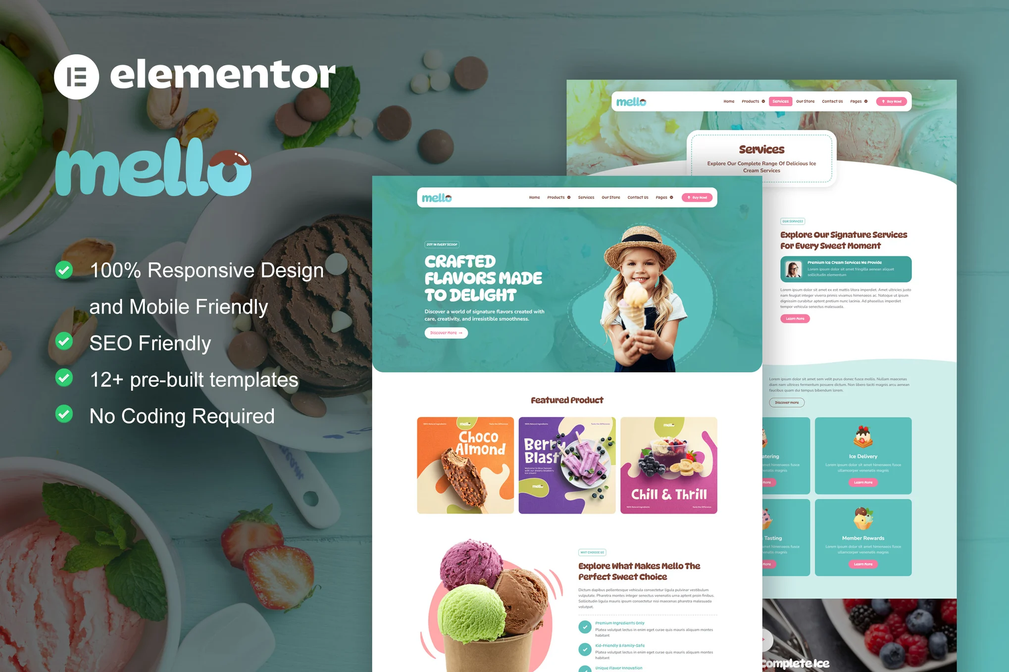 کیت المنتور Mello - سایت بستنی فروشی، کافه و صنایع غذایی