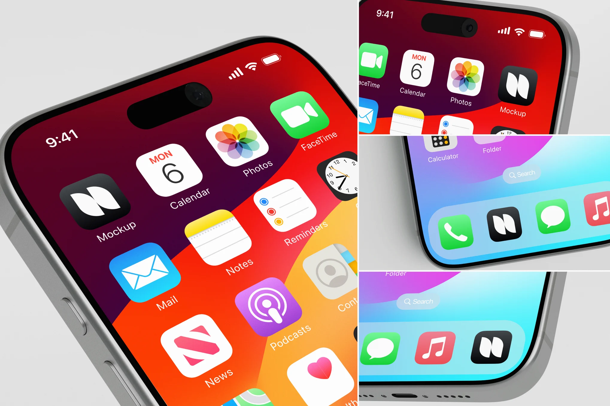 دانلود موکاپ آیکون و UI موبایل (آیفون ۱۷ پرو مکس)