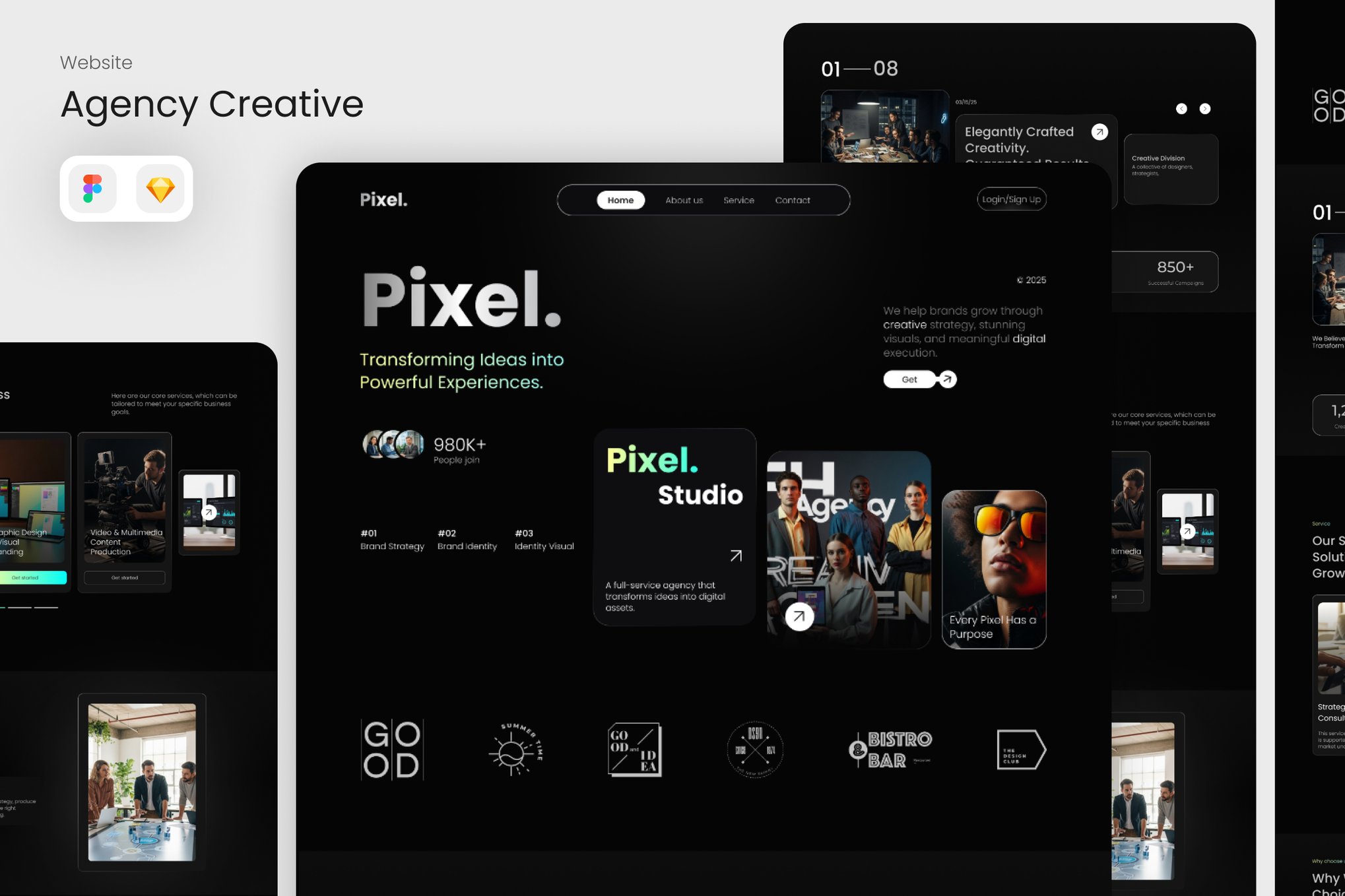 دانلود کیت طراحی Pixel - رابط کاربری سایت آژانس خلاقیت