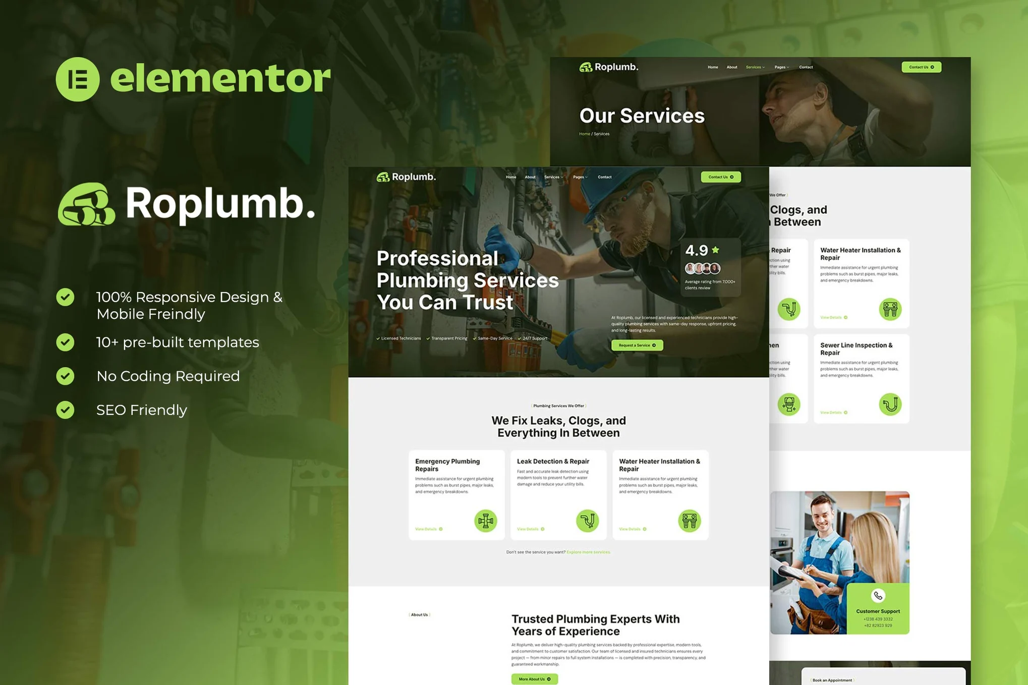 کیت المنتور Roplumb - قالب سایت خدمات لوله‌کشی و تاسیسات