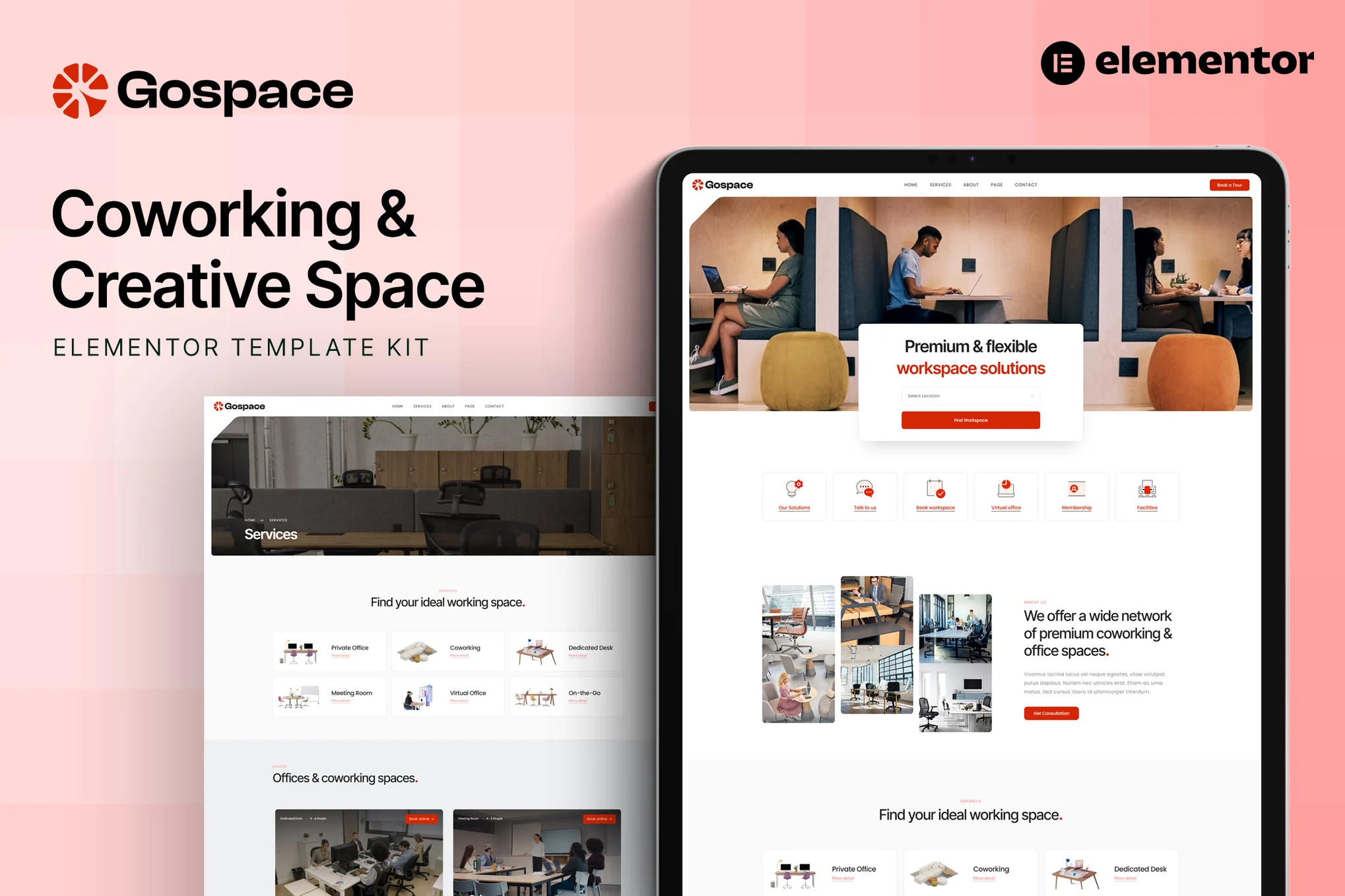 کیت المنتور Gospace – قالب فضای کار اشتراکی و اتاق جلسات