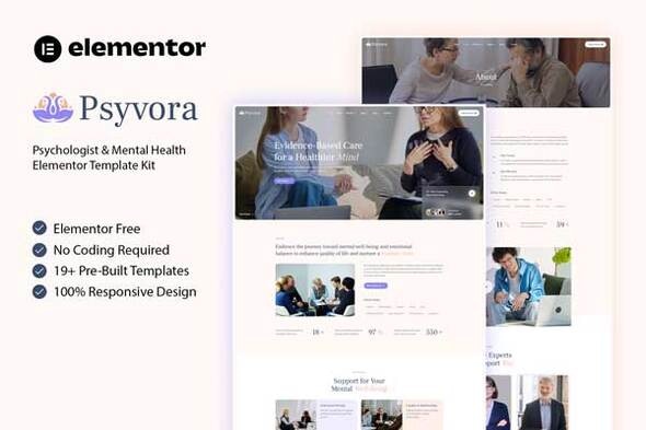 کیت المنتور Psyvora – قالب آرامش‌بخش روانشناسی و سلامت روان
